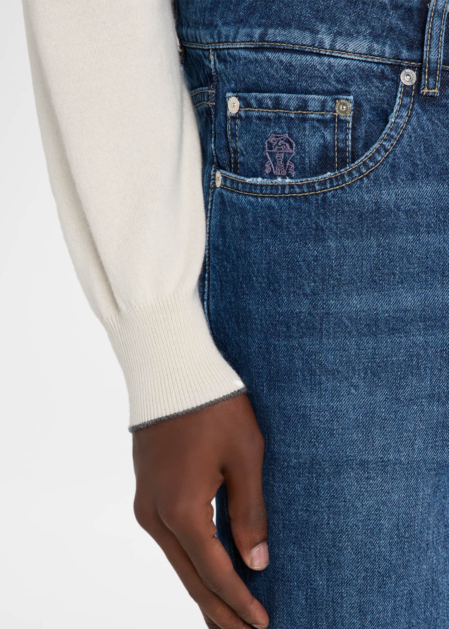 Brunello Cucinelli Men's Slim Light-Wash Denim Jeans - Bergdorf