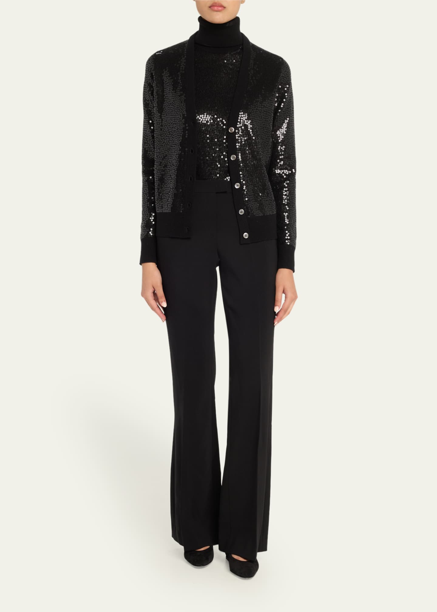 Michael Kors Collection Sequined Cashmere V-Neck Cardigan Image 2 of 5
