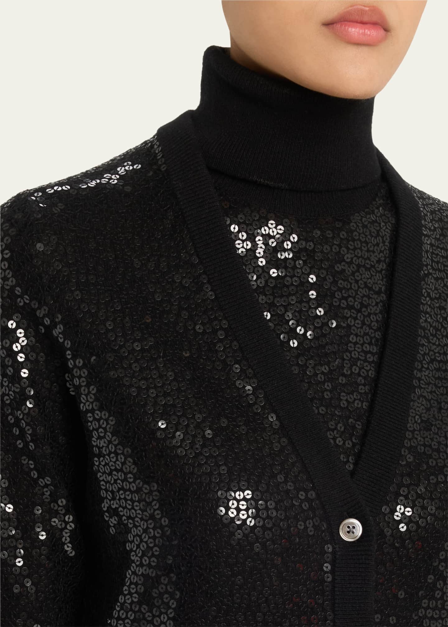 Michael Kors Collection Sequined Cashmere V-Neck Cardigan Image 5 of 5