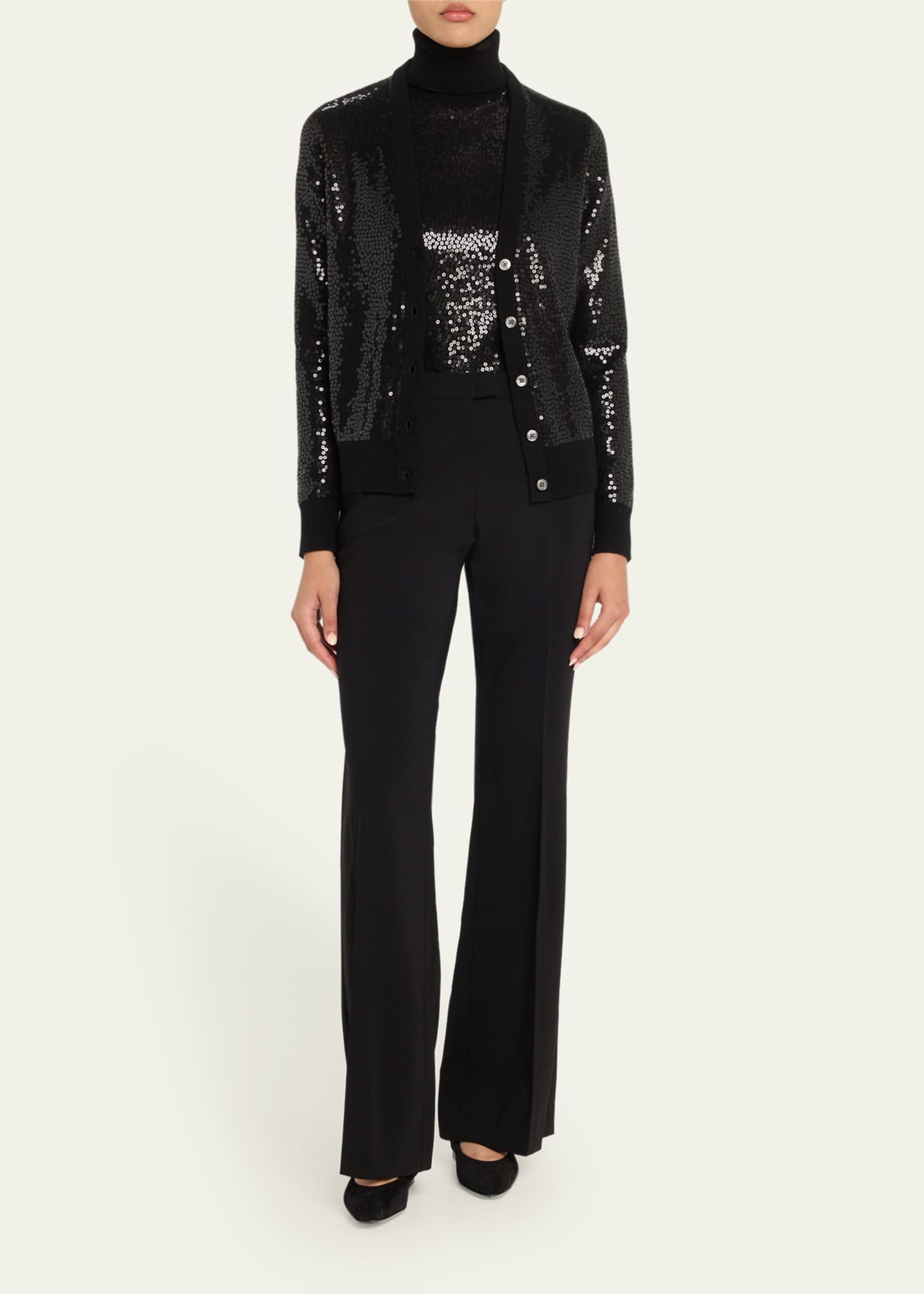 Michael Kors Collection Sequined Sleeveless Cashmere Turtleneck Image 2 of 5