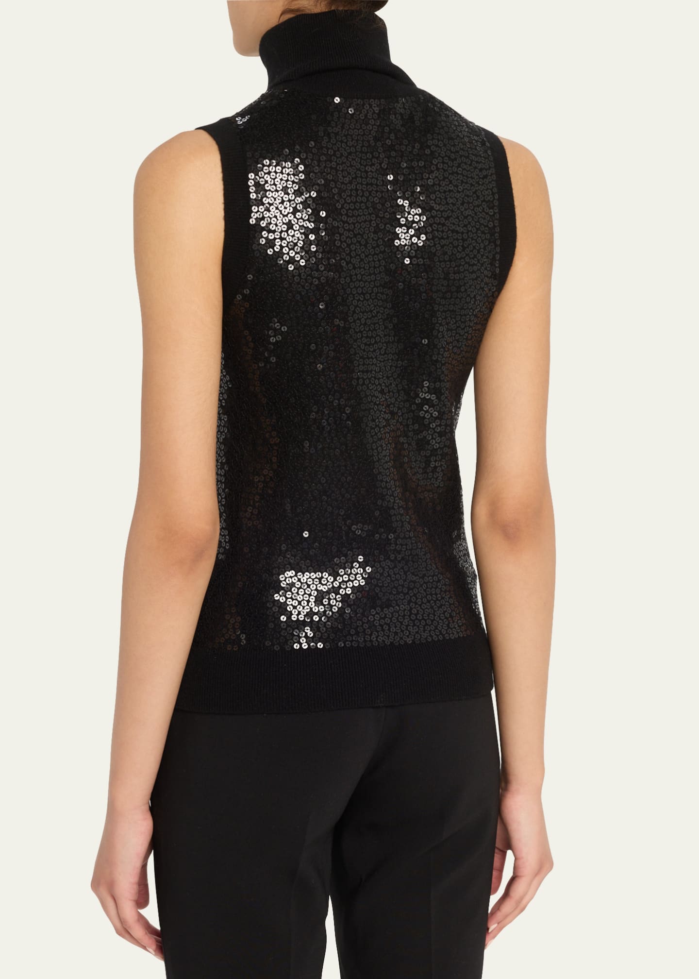 Michael Kors Collection Sequined Sleeveless Cashmere Turtleneck Image 3 of 5