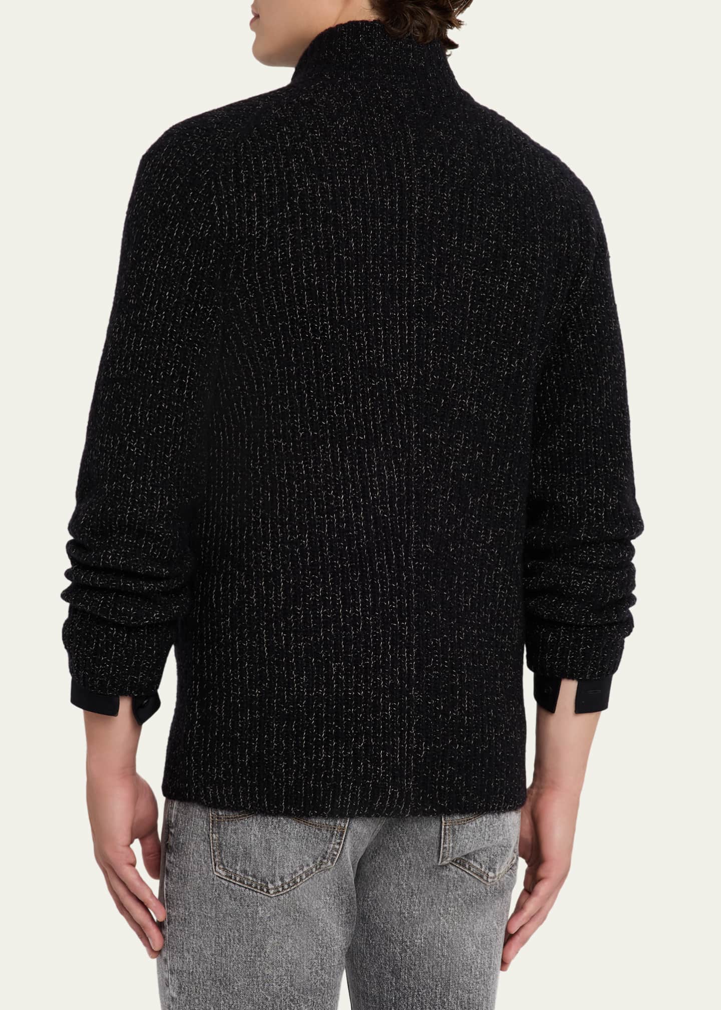 Brunello Cucinelli Men's Wool, Silk, and Cashmere Double-Breasted Cardigan Image 3 of 5