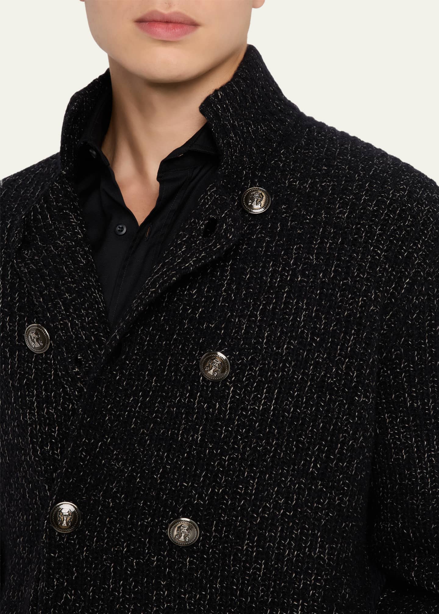 Brunello Cucinelli Men's Wool, Silk, and Cashmere Double-Breasted Cardigan Image 5 of 5