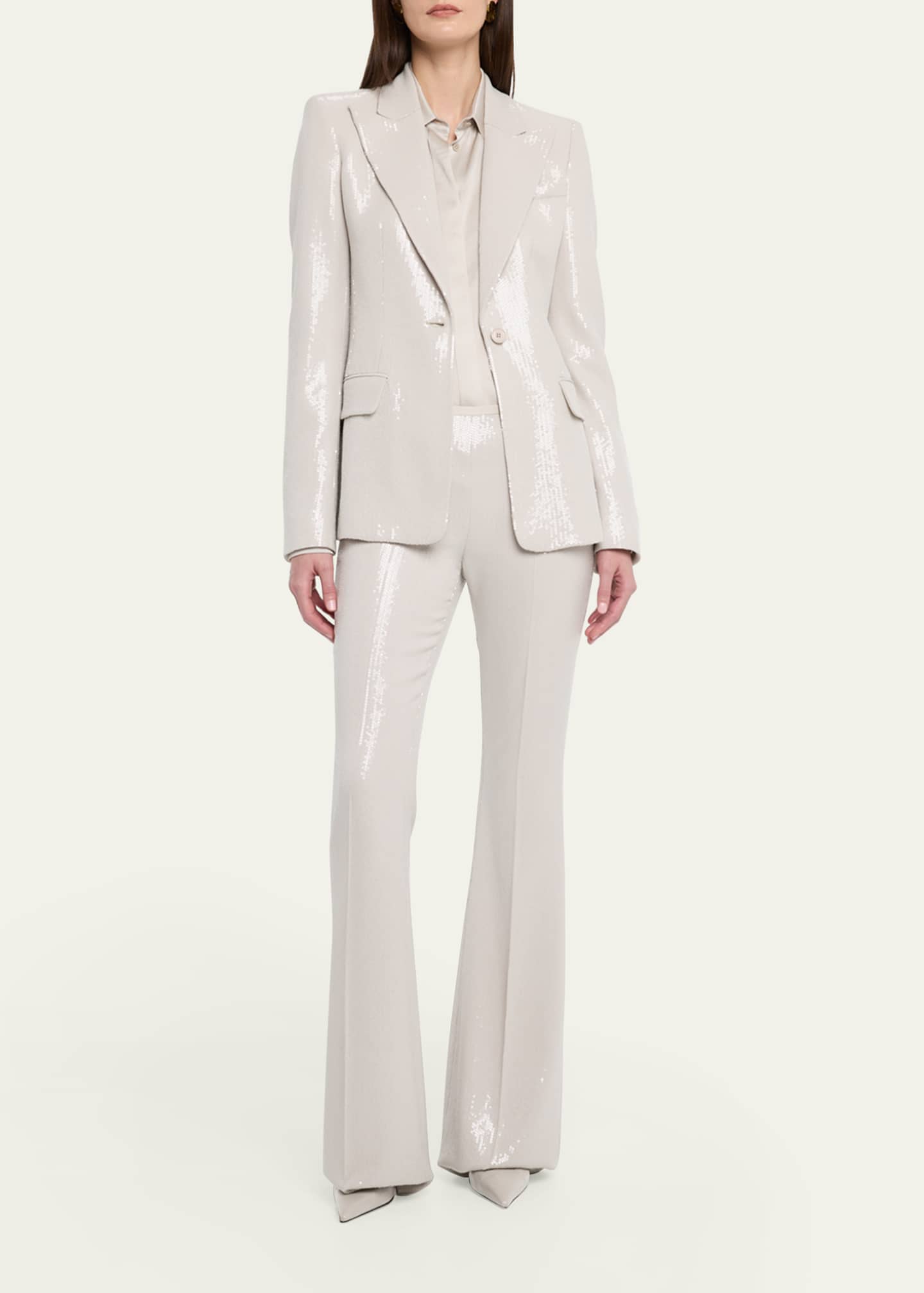 Michael Kors Collection Sequined Side Zip Flared Trousers Image 2 of 5