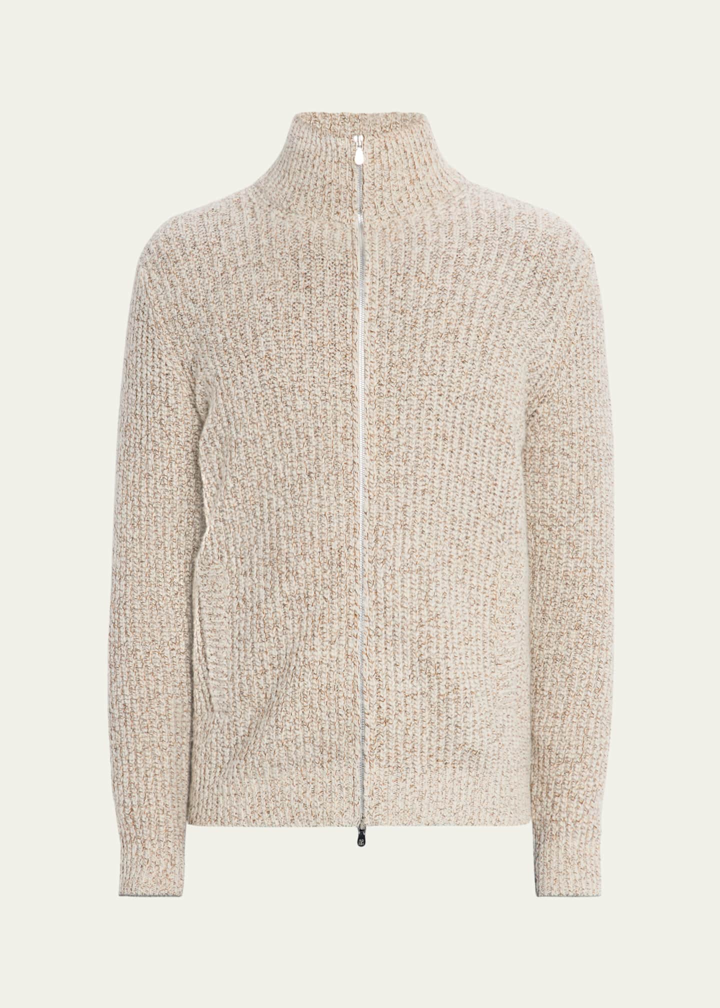 Brunello Cucinelli Men's Wool, Silk, and Cashmere Full-Zip Sweater Image 1 of 5