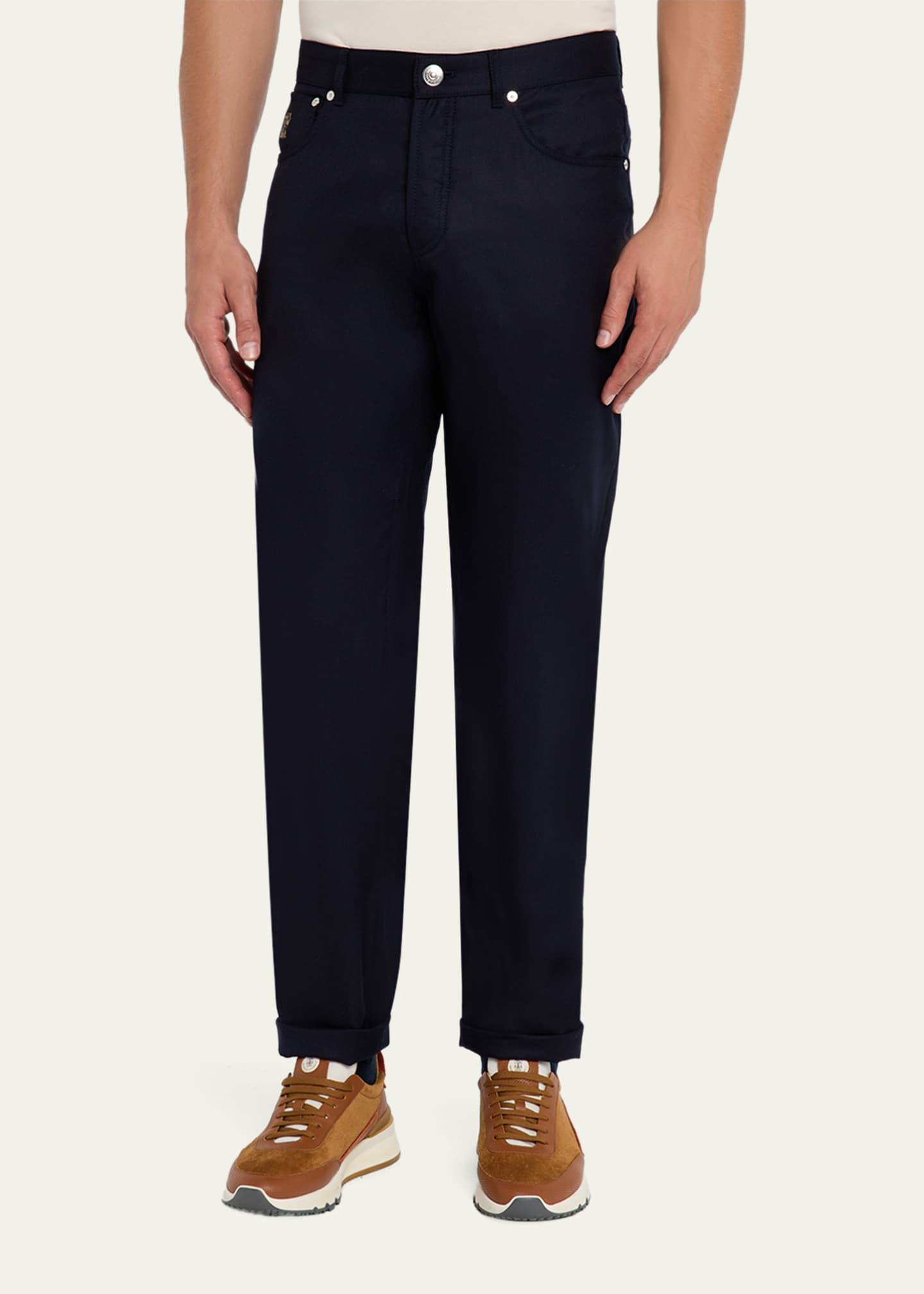 Brunello Cucinelli Men's Wool Flannel Five-Pocket Pants - Bergdorf