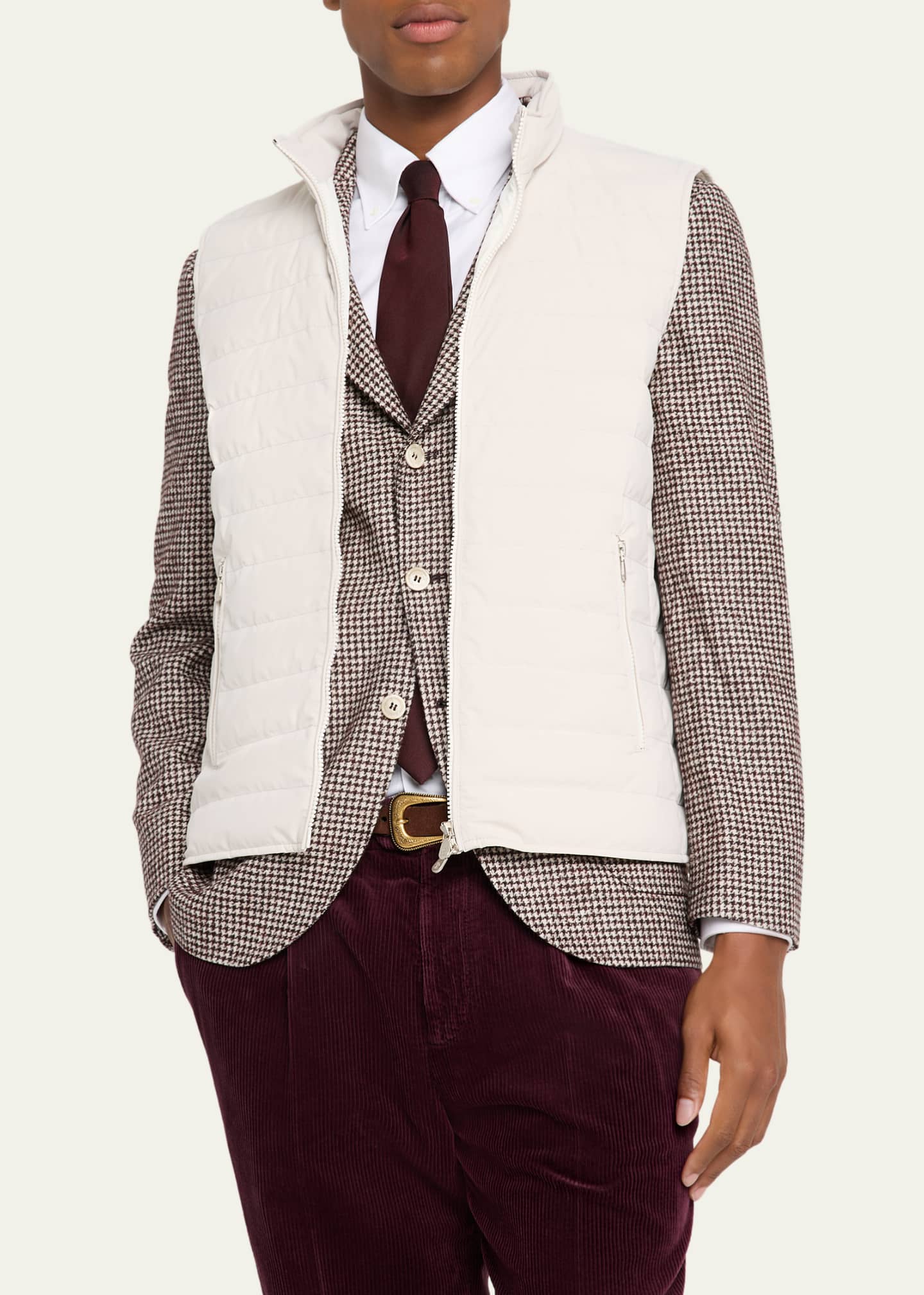 Brunello Cucinelli Men's Down Quilted Nylon Full-Zip Vest Image 4 of 5