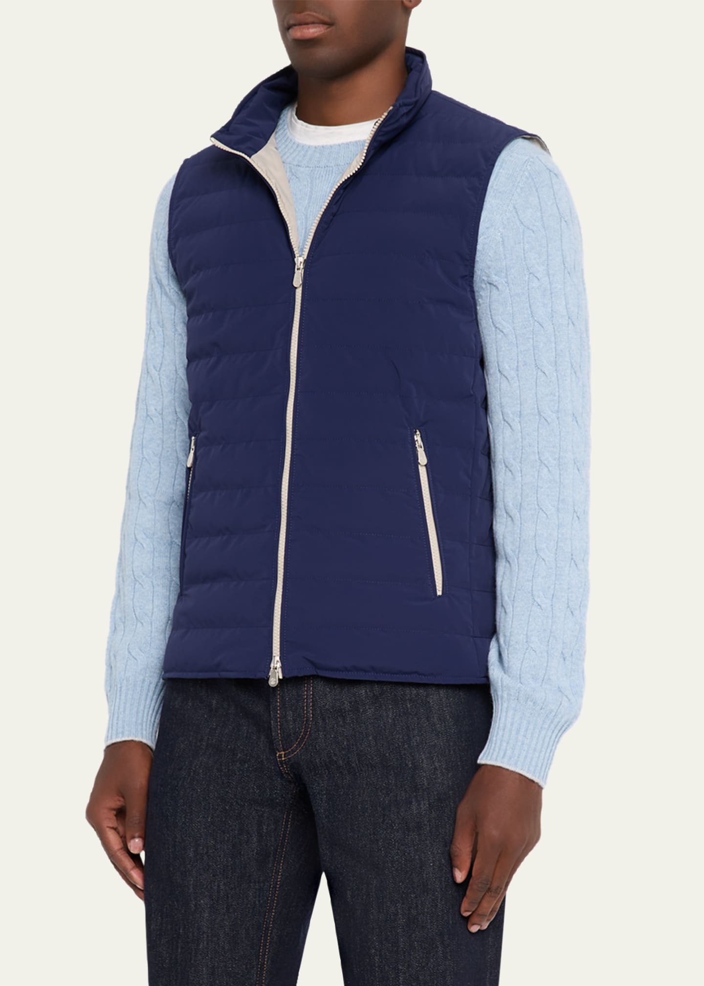 Brunello Cucinelli Men's Down Quilted Nylon Full-Zip Vest