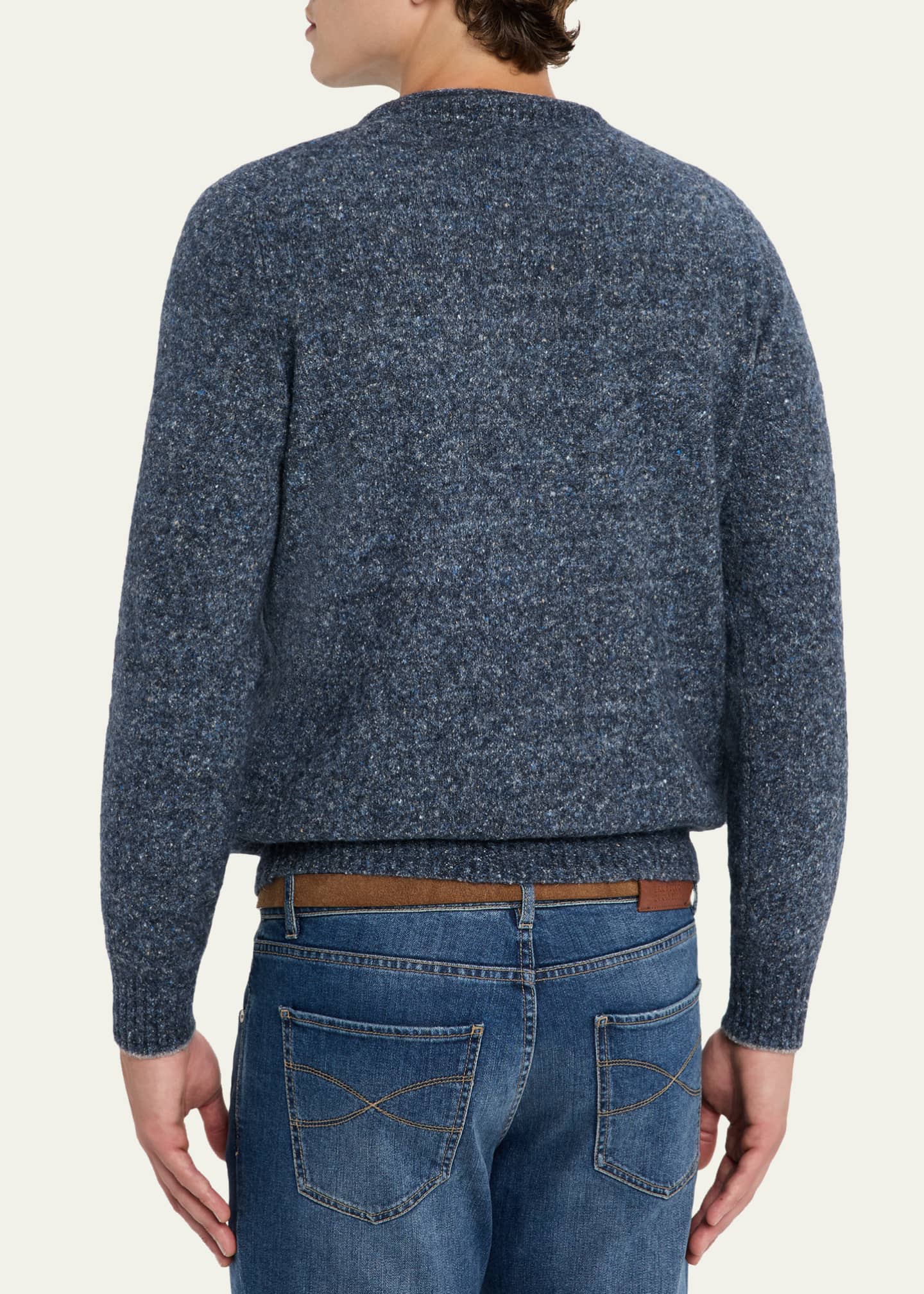 Brunello Cucinelli Men's Wool and Nylon Melange Crewneck Sweater Image 3 of 5