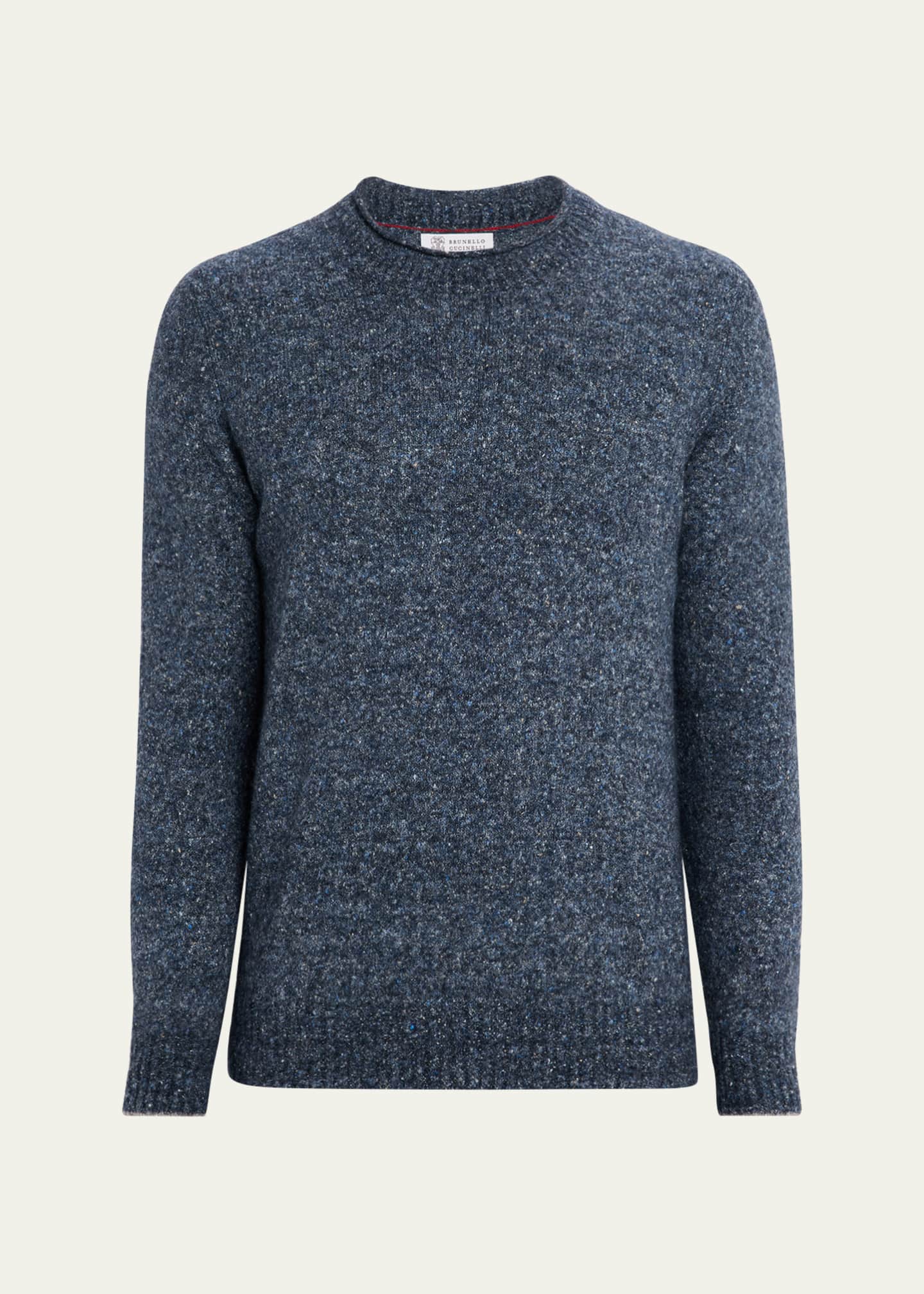 Brunello Cucinelli Men's Wool and Nylon Melange Crewneck Sweater Image 1 of 5