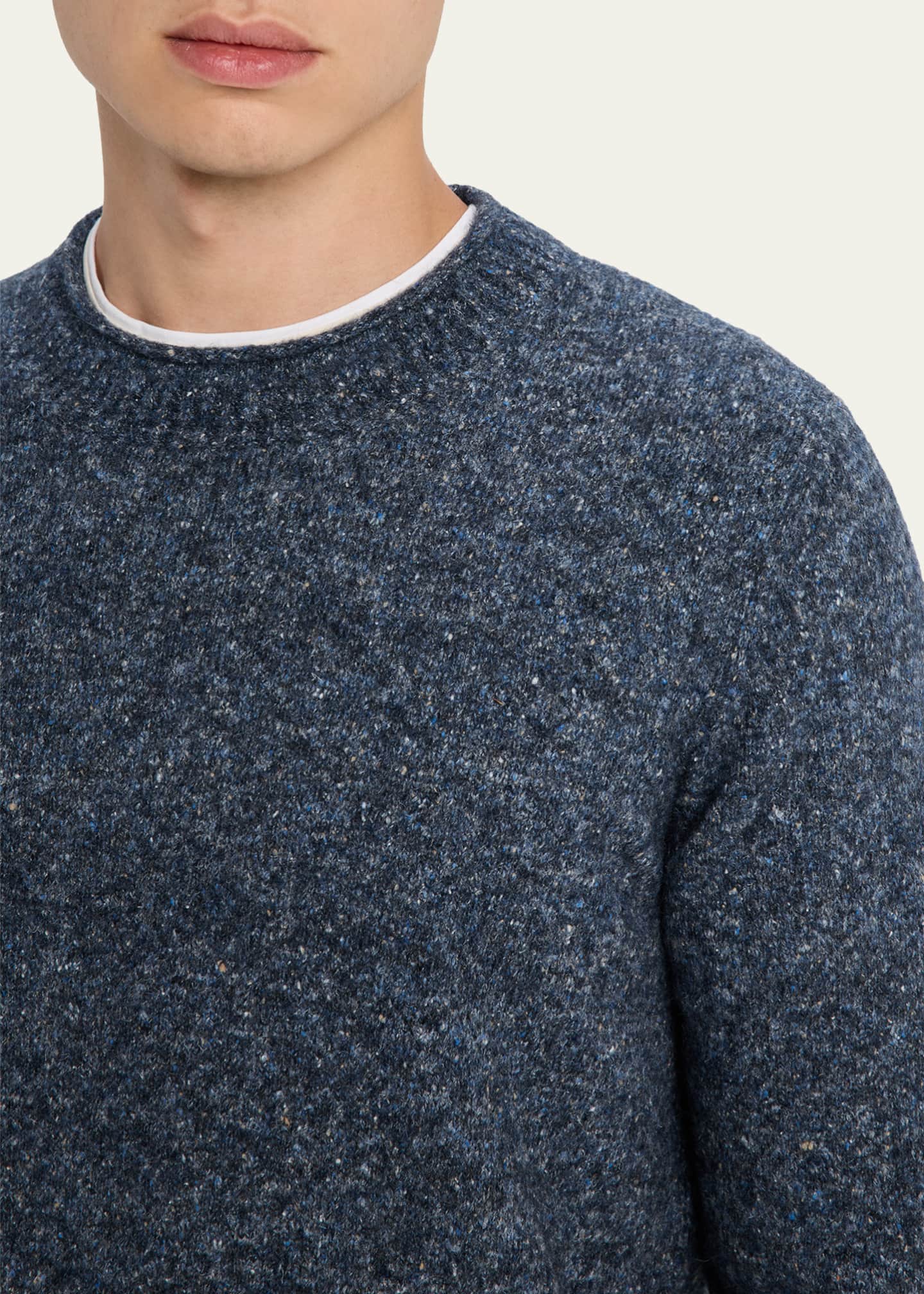 Brunello Cucinelli Men's Wool and Nylon Melange Crewneck Sweater Image 5 of 5