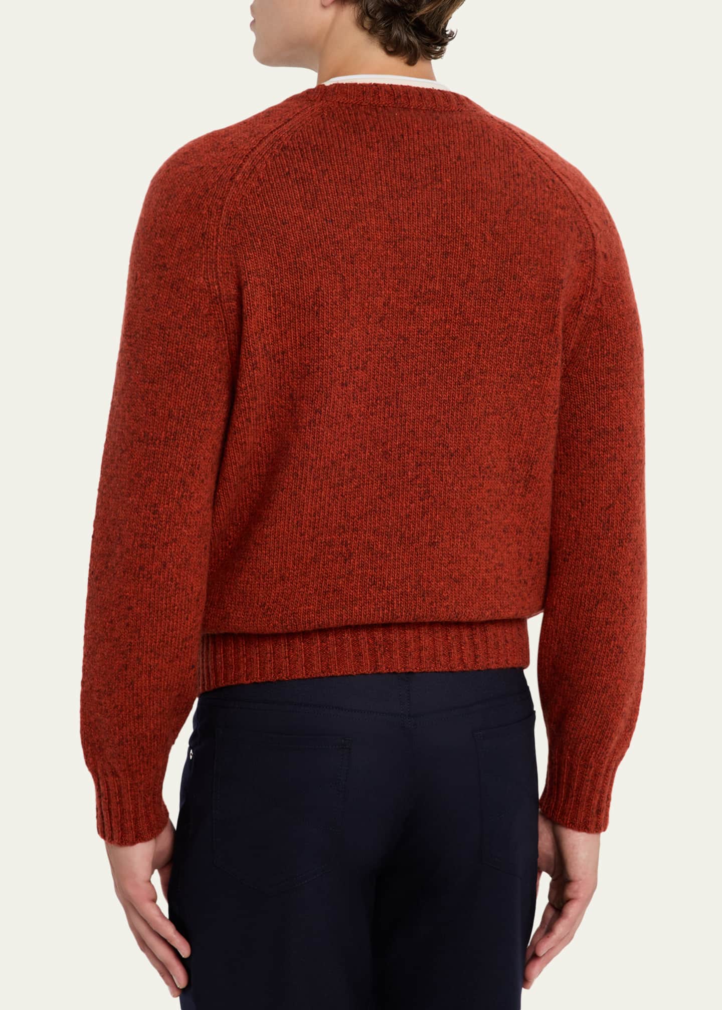 Brunello Cucinelli Men's Cashmere Donegal Crewneck Sweater Image 3 of 5