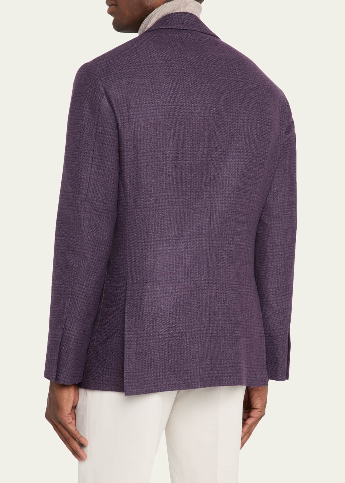 Brunello Cucinelli Men's Tonal Prince of Wales Patch-Pocket Sport Coat Image 3 of 5