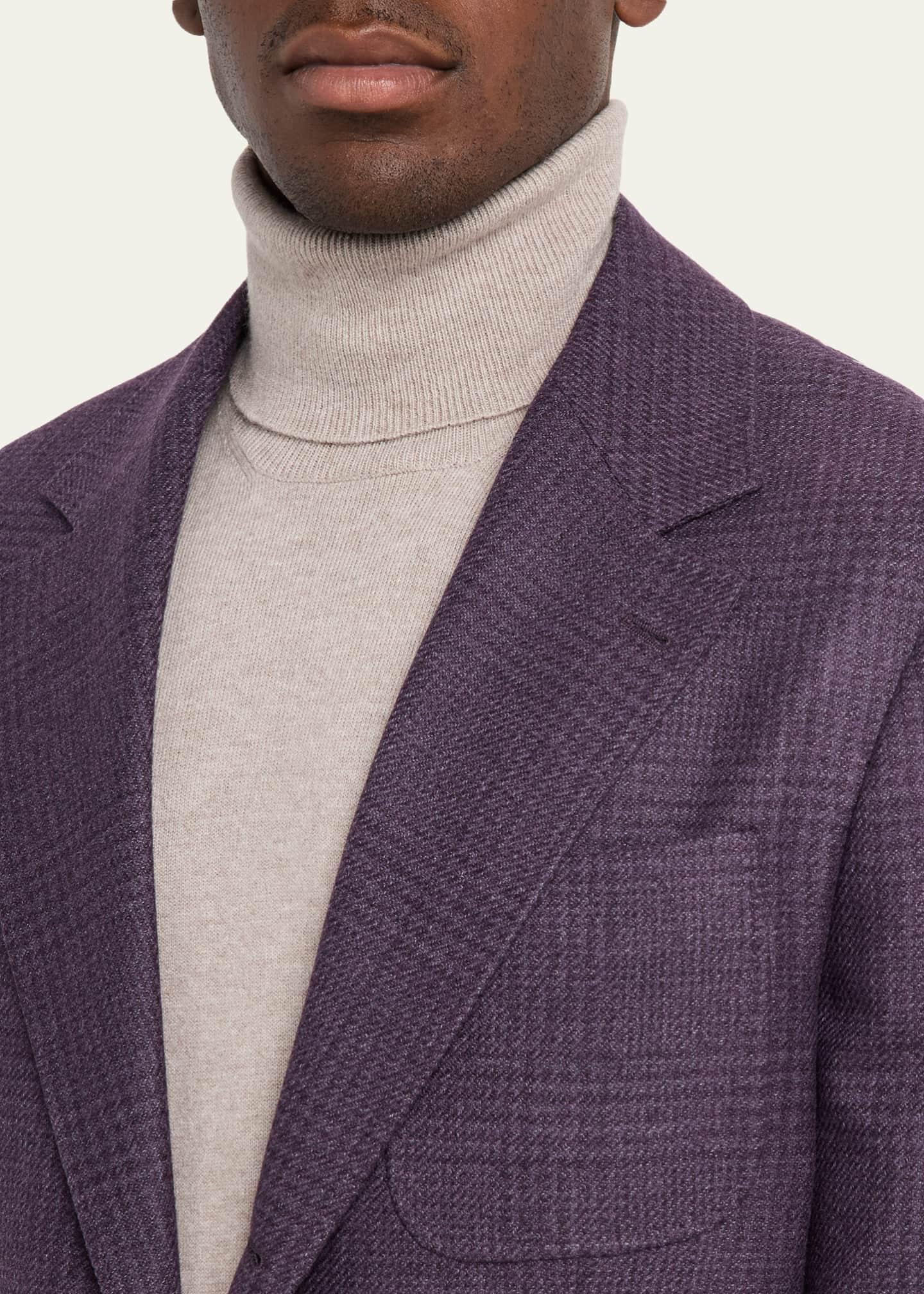 Brunello Cucinelli Men's Tonal Prince of Wales Patch-Pocket Sport Coat Image 5 of 5