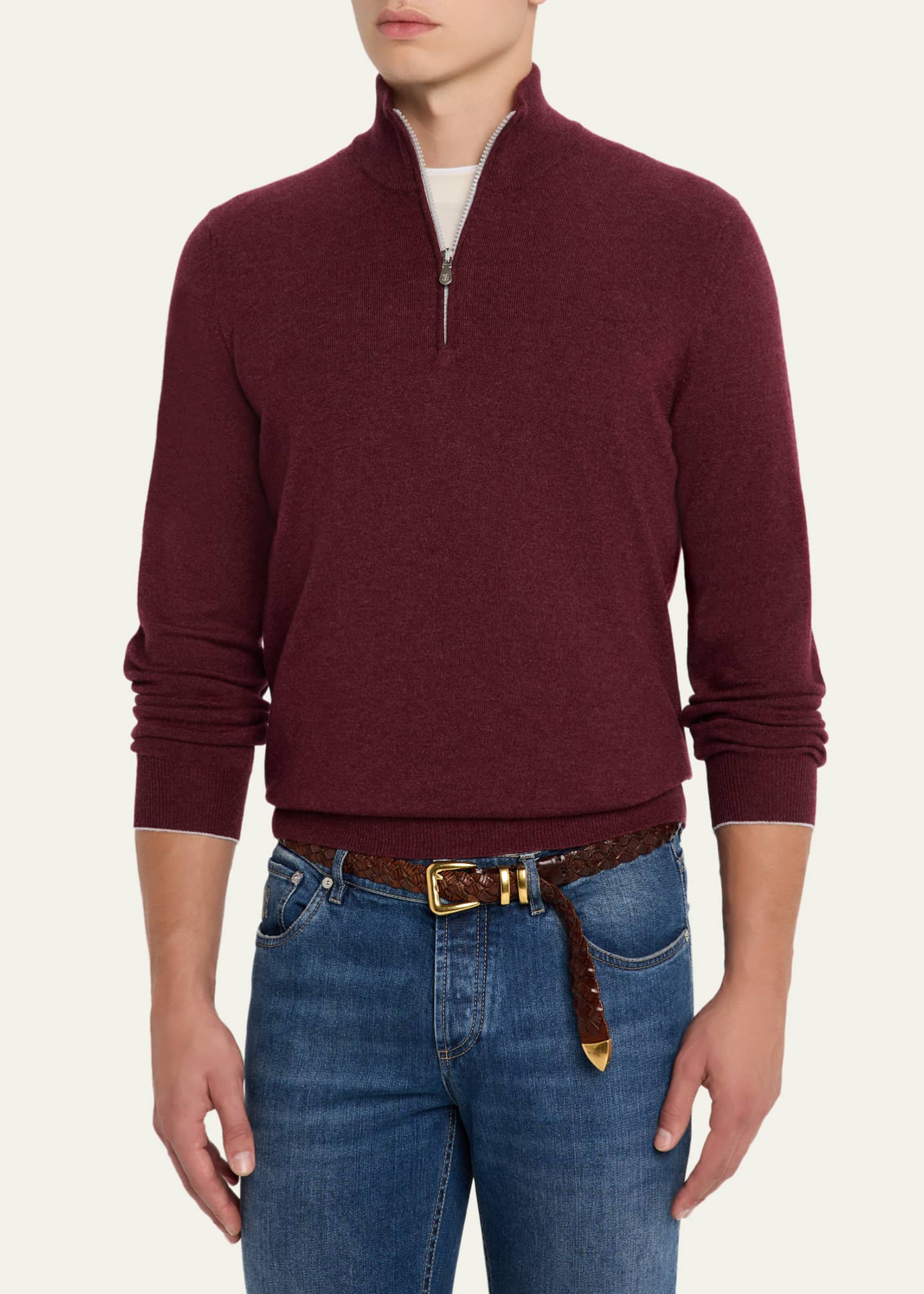 Brunello Cucinelli Men's Cashmere Quarter-Zip Sweater - Bergdorf