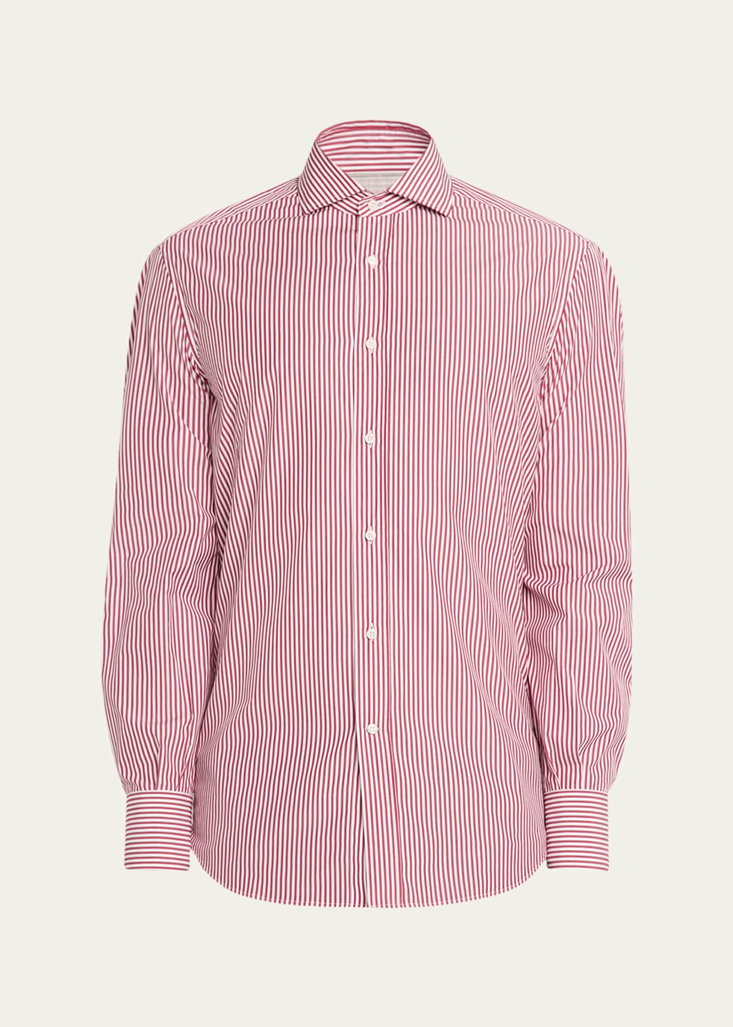 Brunello Cucinelli Men's Narrow Striped Long-Sleeve Shirt