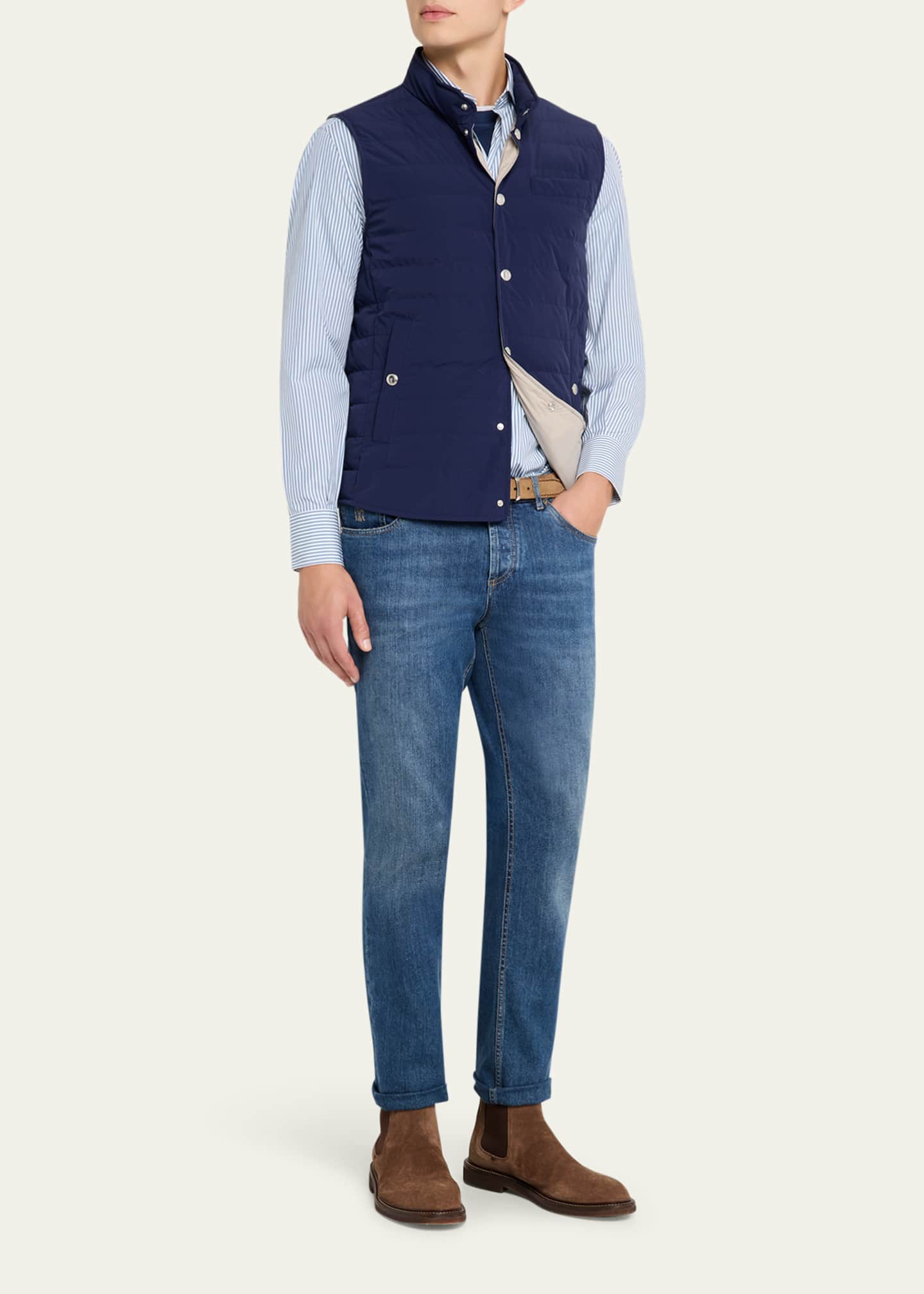Brunello Cucinelli Men's Quilted Nylon Snap-Front Vest - Bergdorf