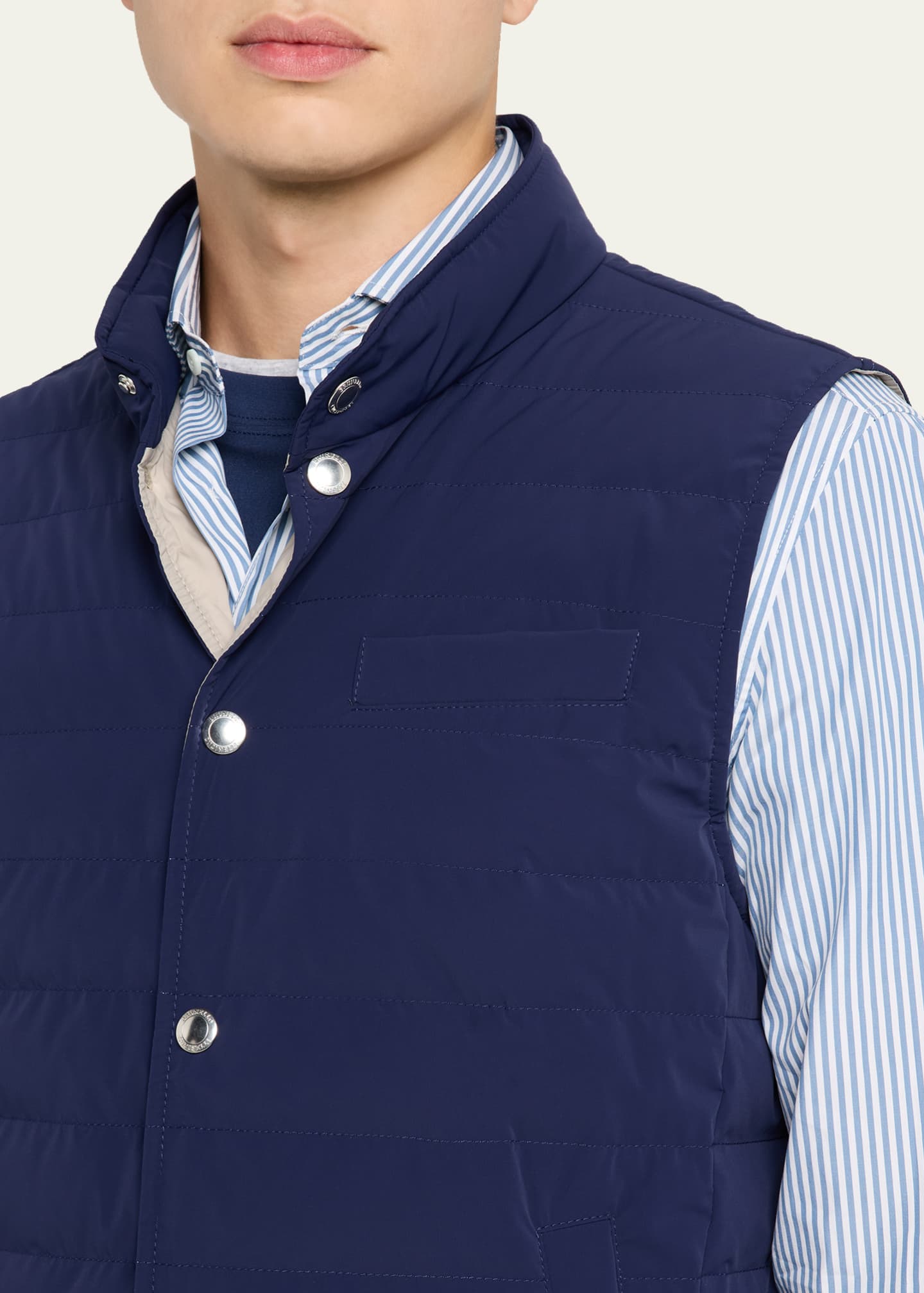 Brunello Cucinelli Men's Quilted Nylon Snap-Front Vest - Bergdorf