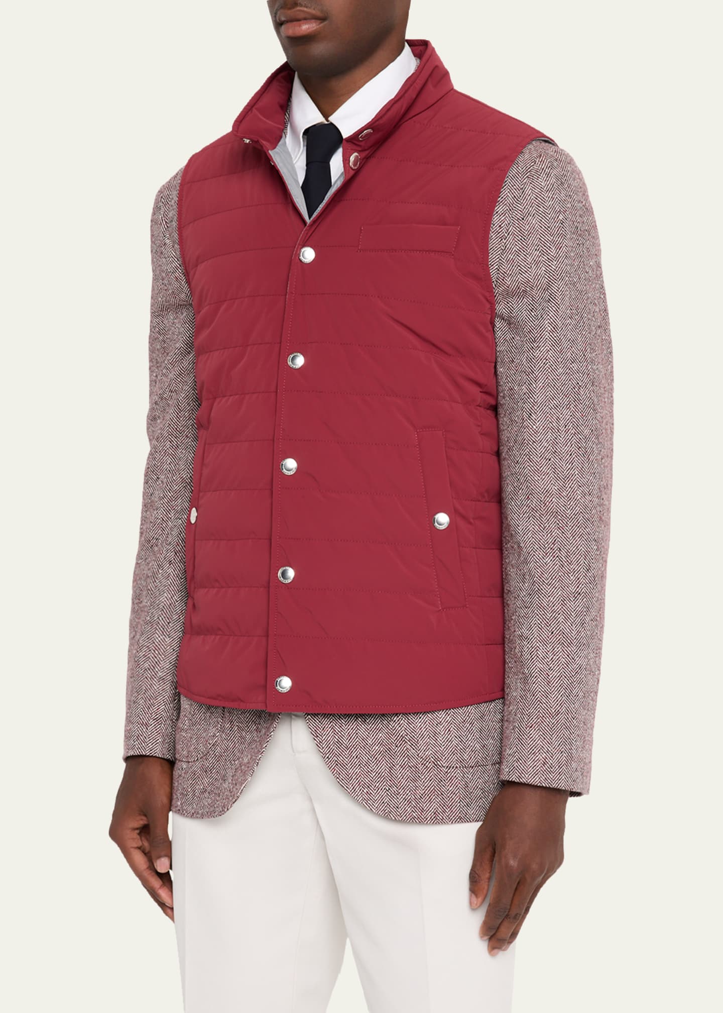 Brunello Cucinelli Men's Quilted Nylon Snap-Front Vest