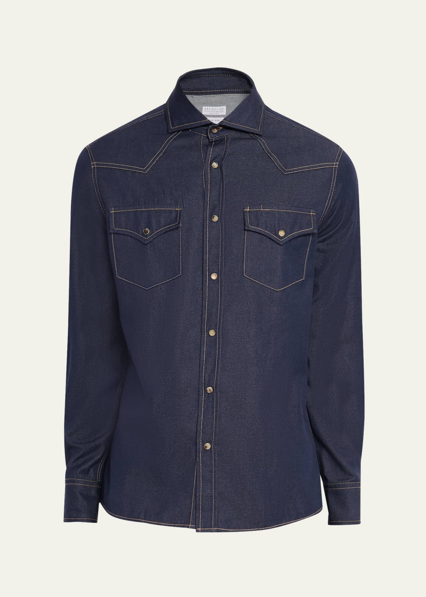 <GW SALE>新品BRUNELLO CUCINELLI デニムシャツ Brunello Cucinelli Men's Denim Snap-Front Western Shirt - Bergdorf