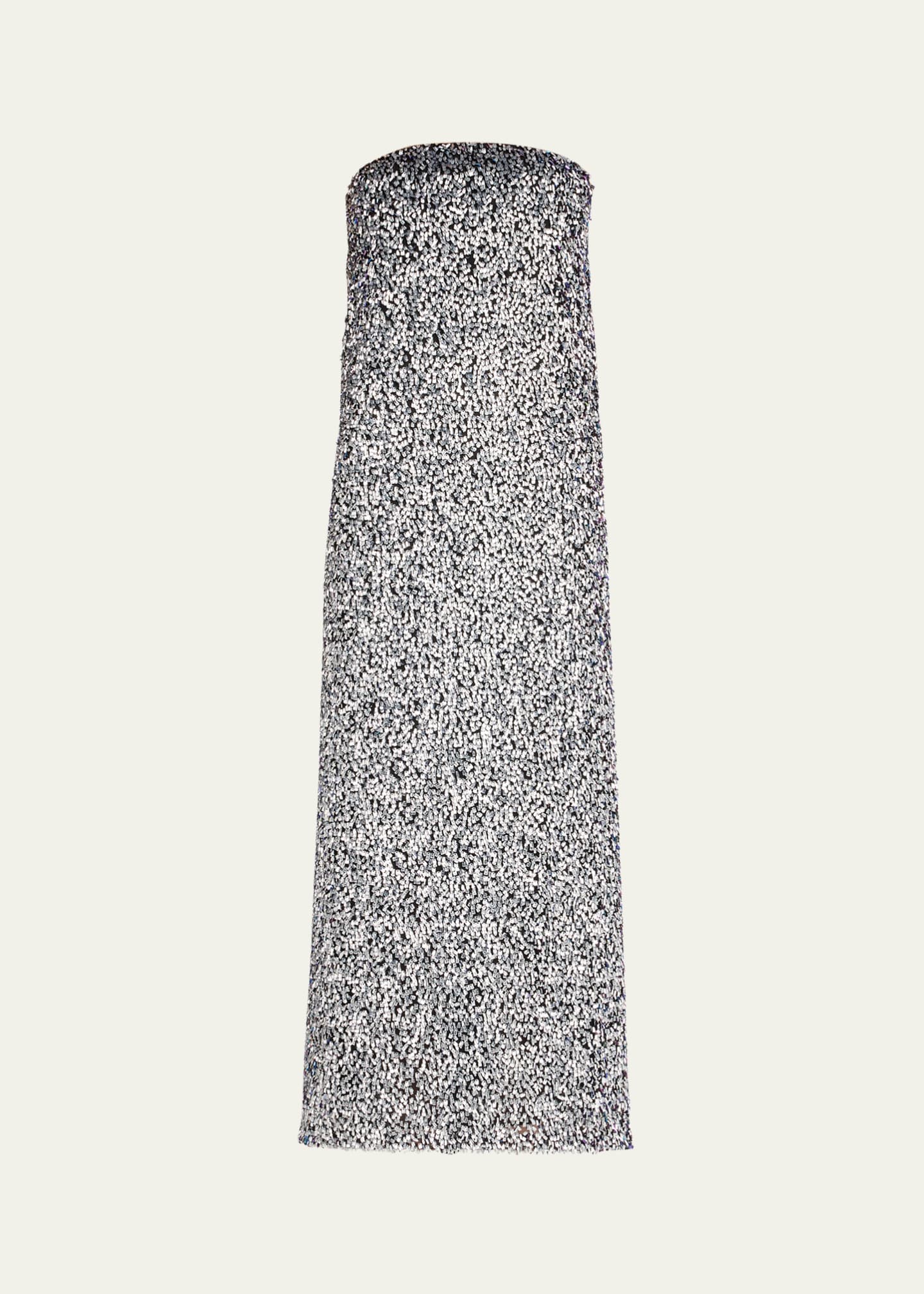 Reem Acra Strapless Sequined Column Gown Image 1 of 5