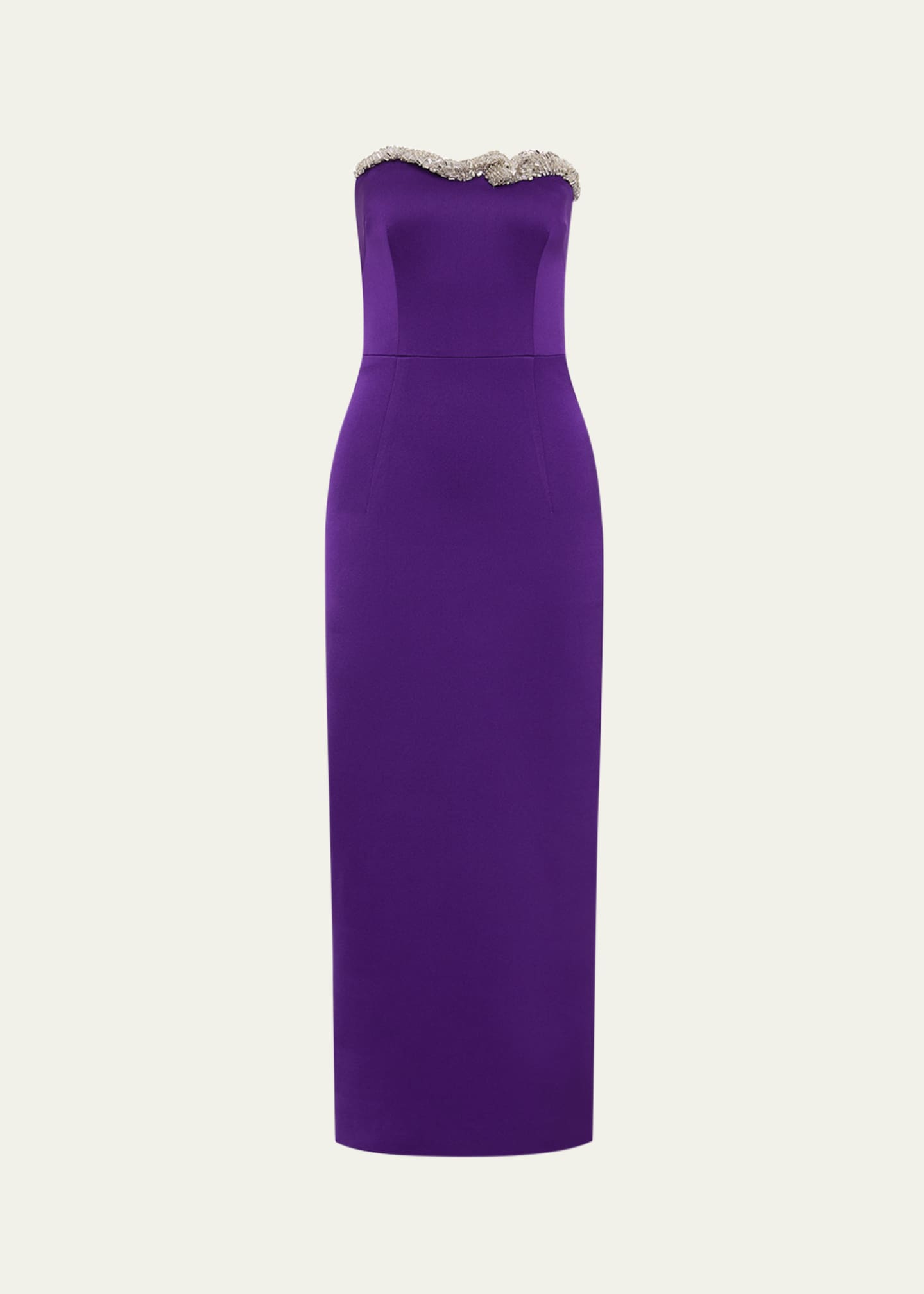 Rachel Gilbert Lorna Embellished Strapless Column Crepe Dress Image 1 of 5