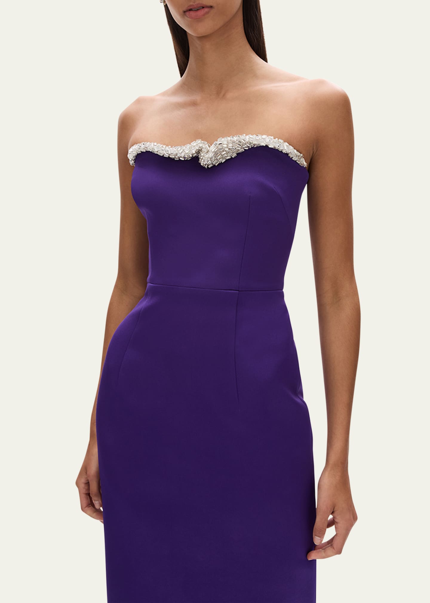 Rachel Gilbert Lorna Embellished Strapless Column Crepe Dress Image 5 of 5