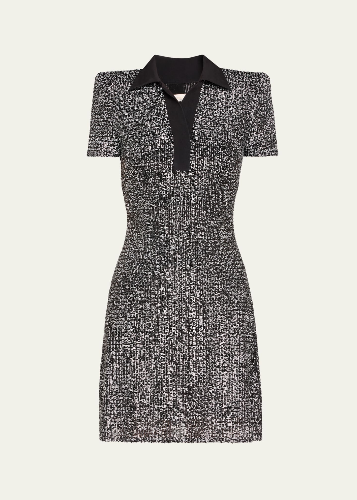 Naeem Khan Sequined Tweed Pattern Polo Dress Image 1 of 5
