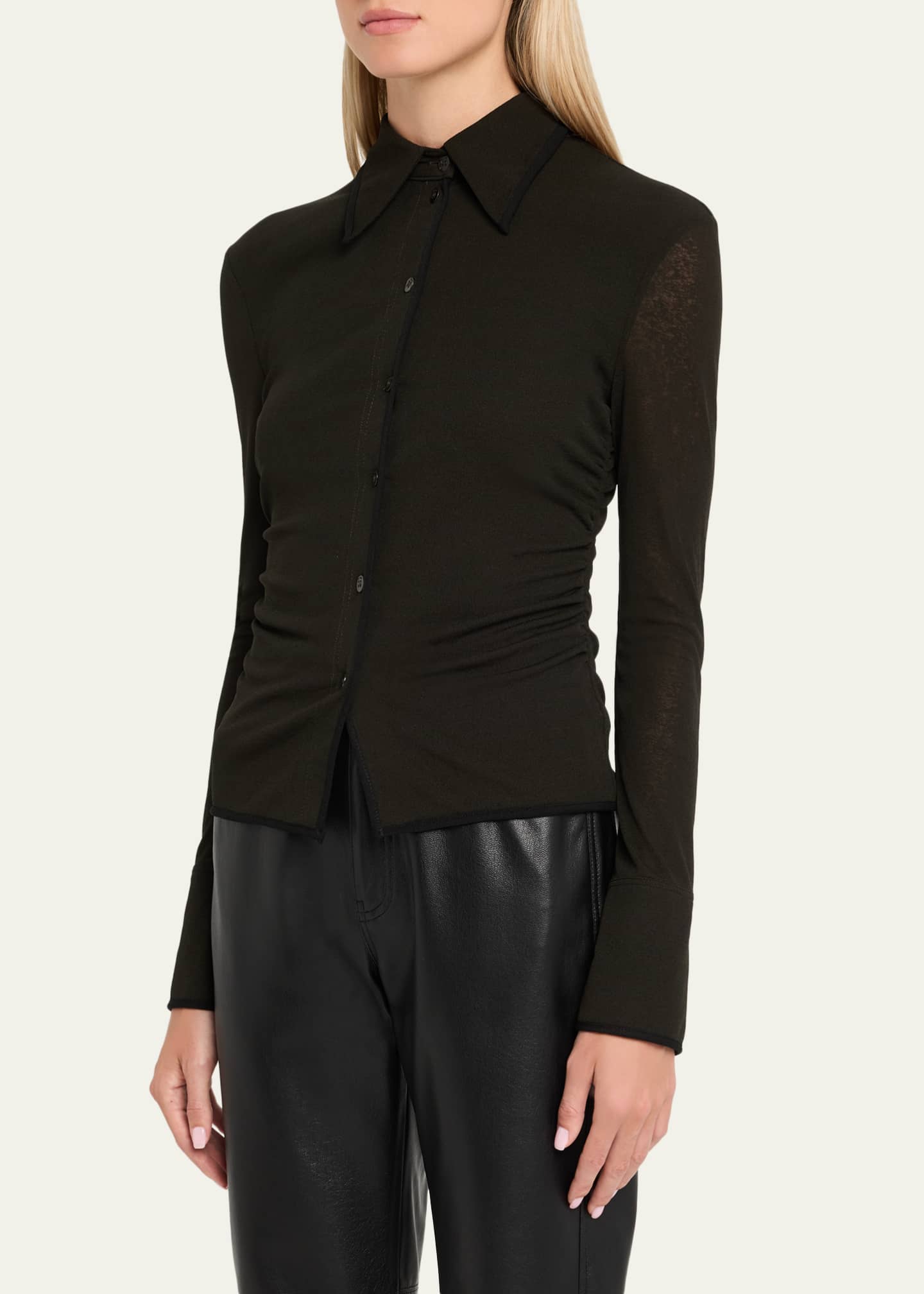 Nanushka Idana Long-Sleeve Button-Front Top Image 4 of 5