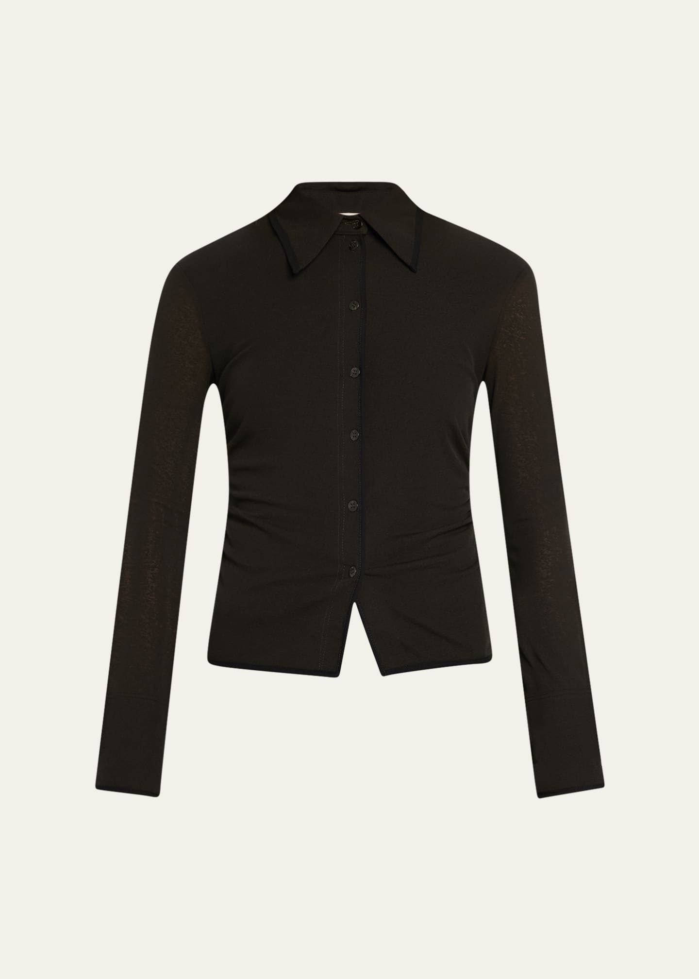 Nanushka Idana Long-Sleeve Button-Front Top Image 1 of 5