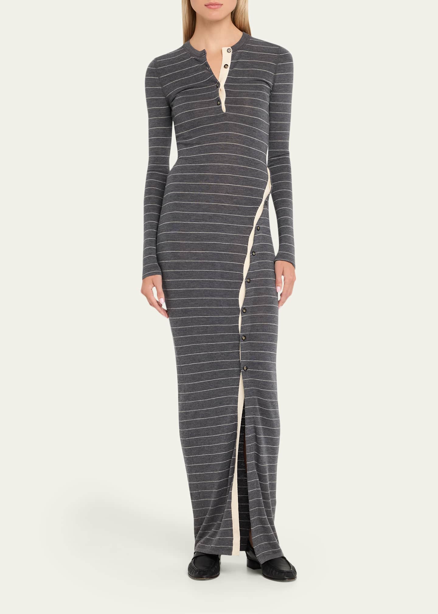 Nanushka Dakoa Buttoned Fine Merino Maxi Dress Image 2 of 5