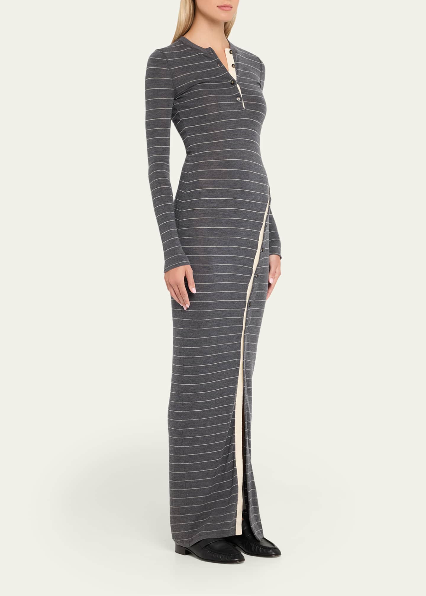 Nanushka Dakoa Buttoned Fine Merino Maxi Dress Image 4 of 5