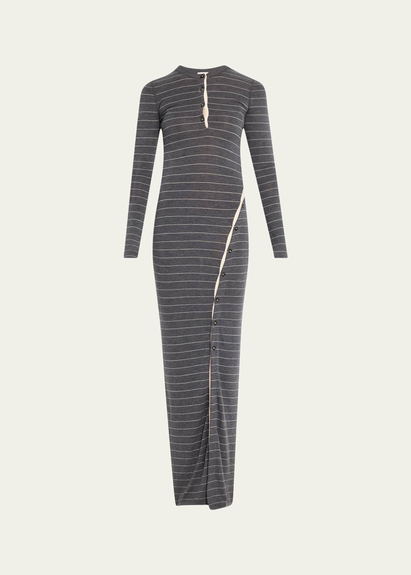 Nanushka Dakoa Buttoned Fine Merino Maxi Dress Image 1 of 5