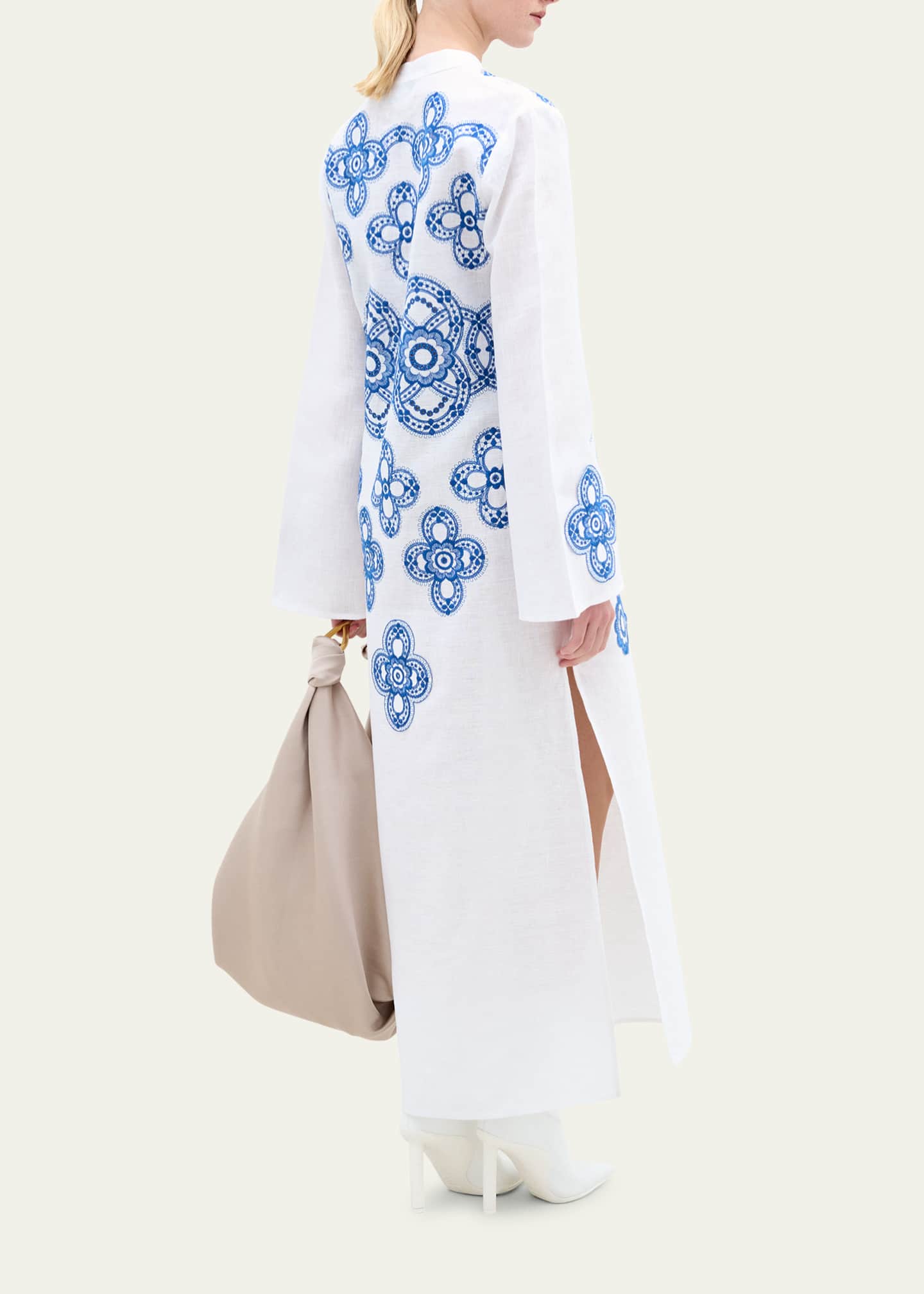 Silvia Tcherassi Adalys Geometric Linen-Cotton Tunic Dress Image 3 of 3