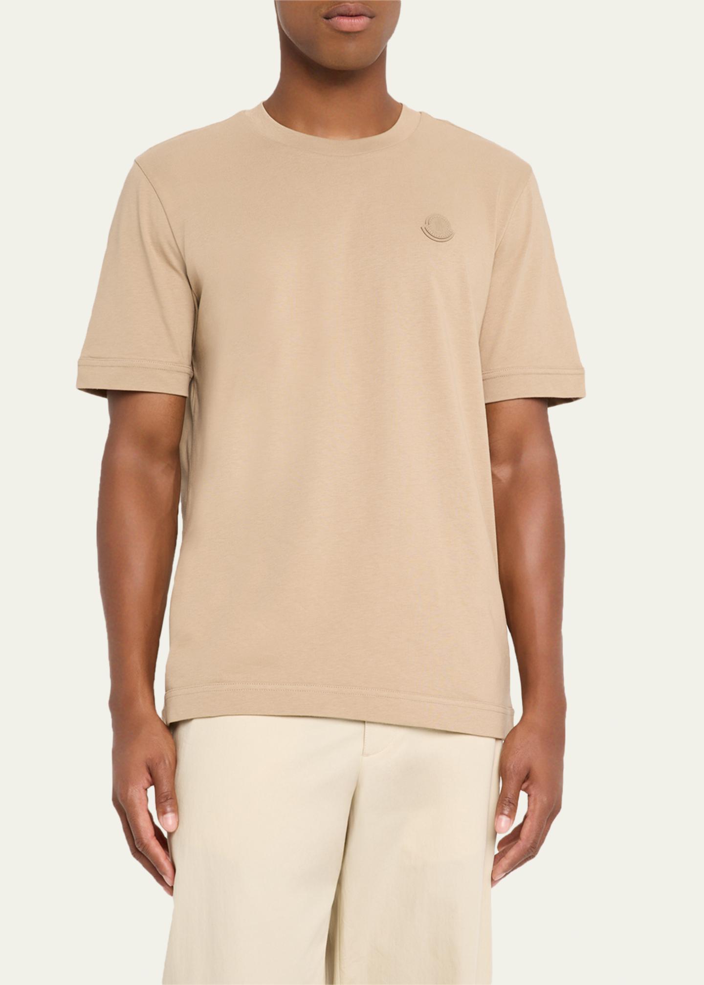 Moncler Men's Leather Logo Crewneck T-Shirt - Bergdorf Goodman