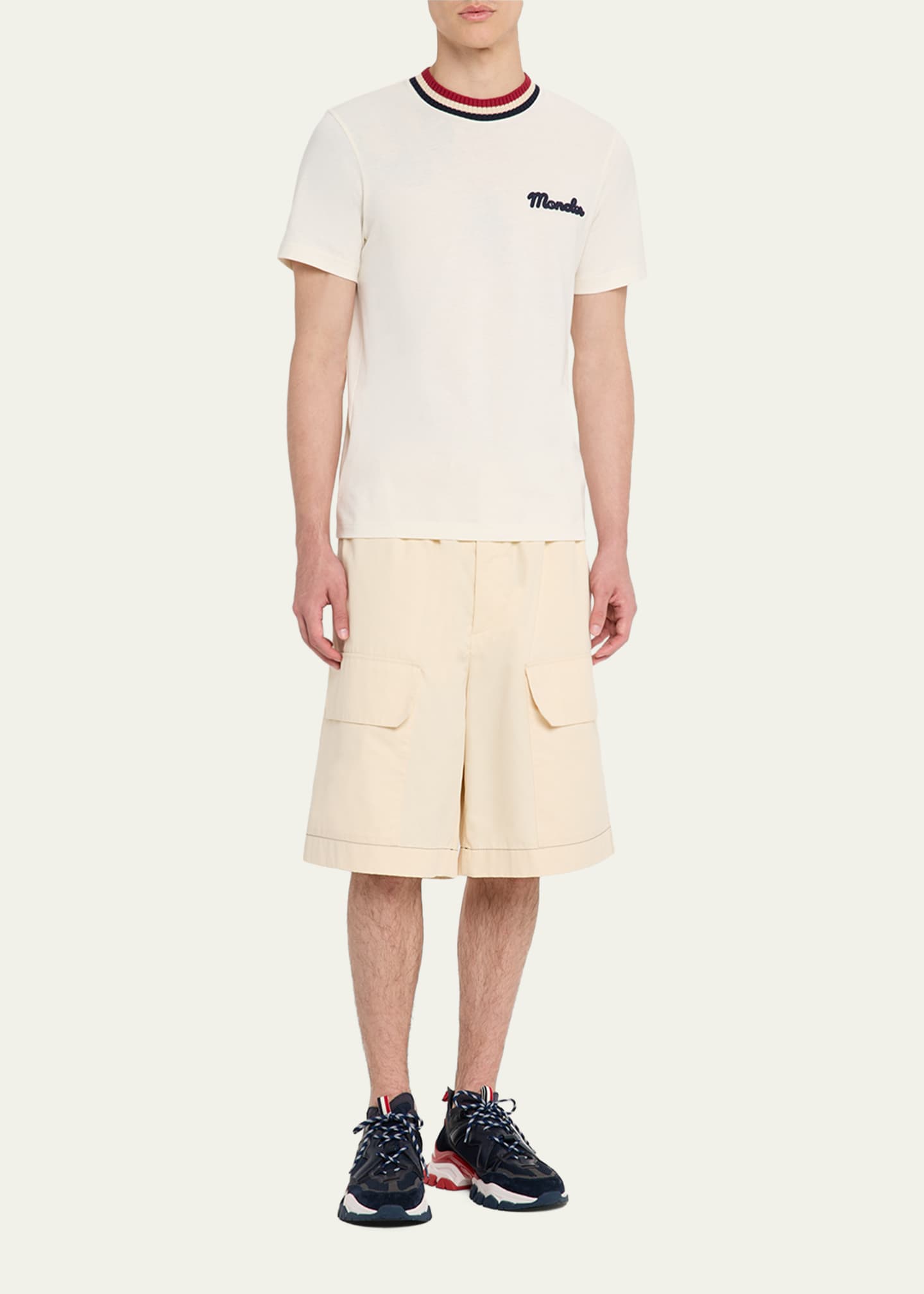 Moncler Men's Jersey Stripe-Ribbed Crewneck T-Shirt - Bergdorf Goodman