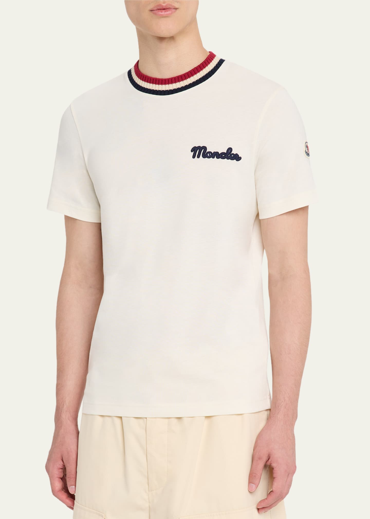 Moncler Men's Jersey Stripe-Ribbed Crewneck T-Shirt - Bergdorf Goodman