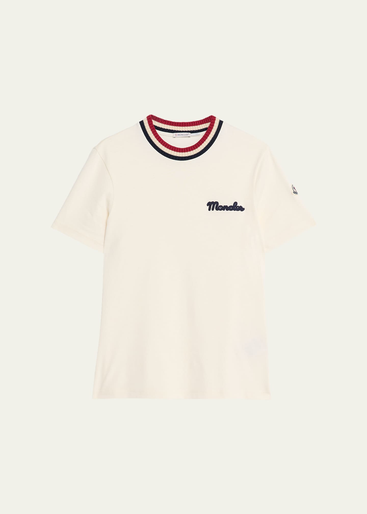 Moncler Men's Jersey Stripe-Ribbed Crewneck T-Shirt - Bergdorf Goodman