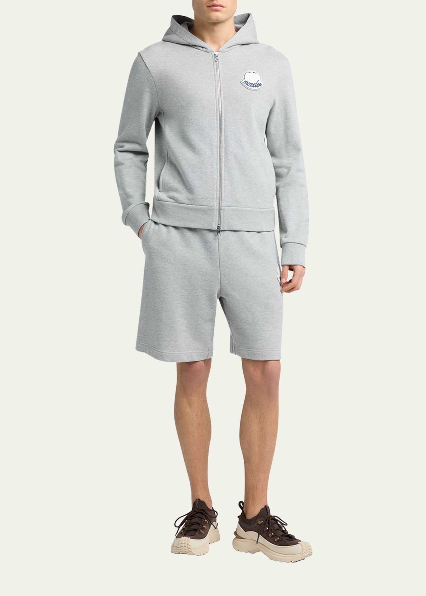 Moncler Men's Chenille-Logo Full-Zip Hoodie - Bergdorf Goodman