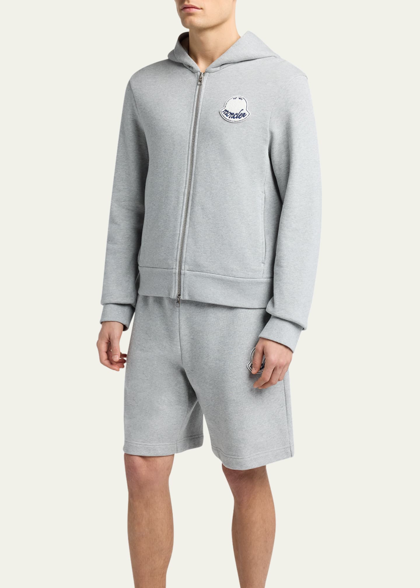 Moncler Men's Chenille-Logo Full-Zip Hoodie - Bergdorf Goodman