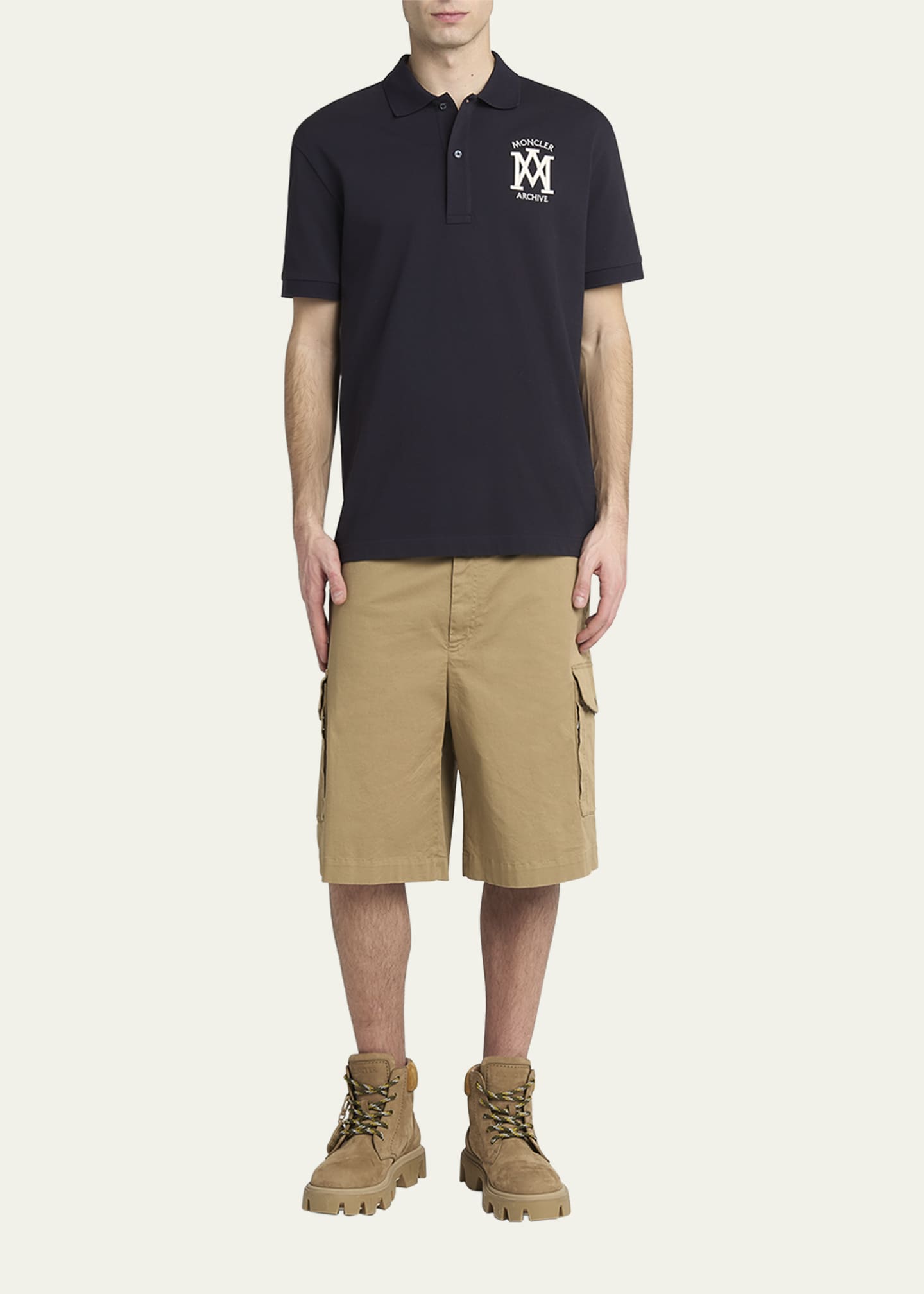 Moncler Men's Cotton Archive Logo Polo Shirt - Bergdorf Goodman