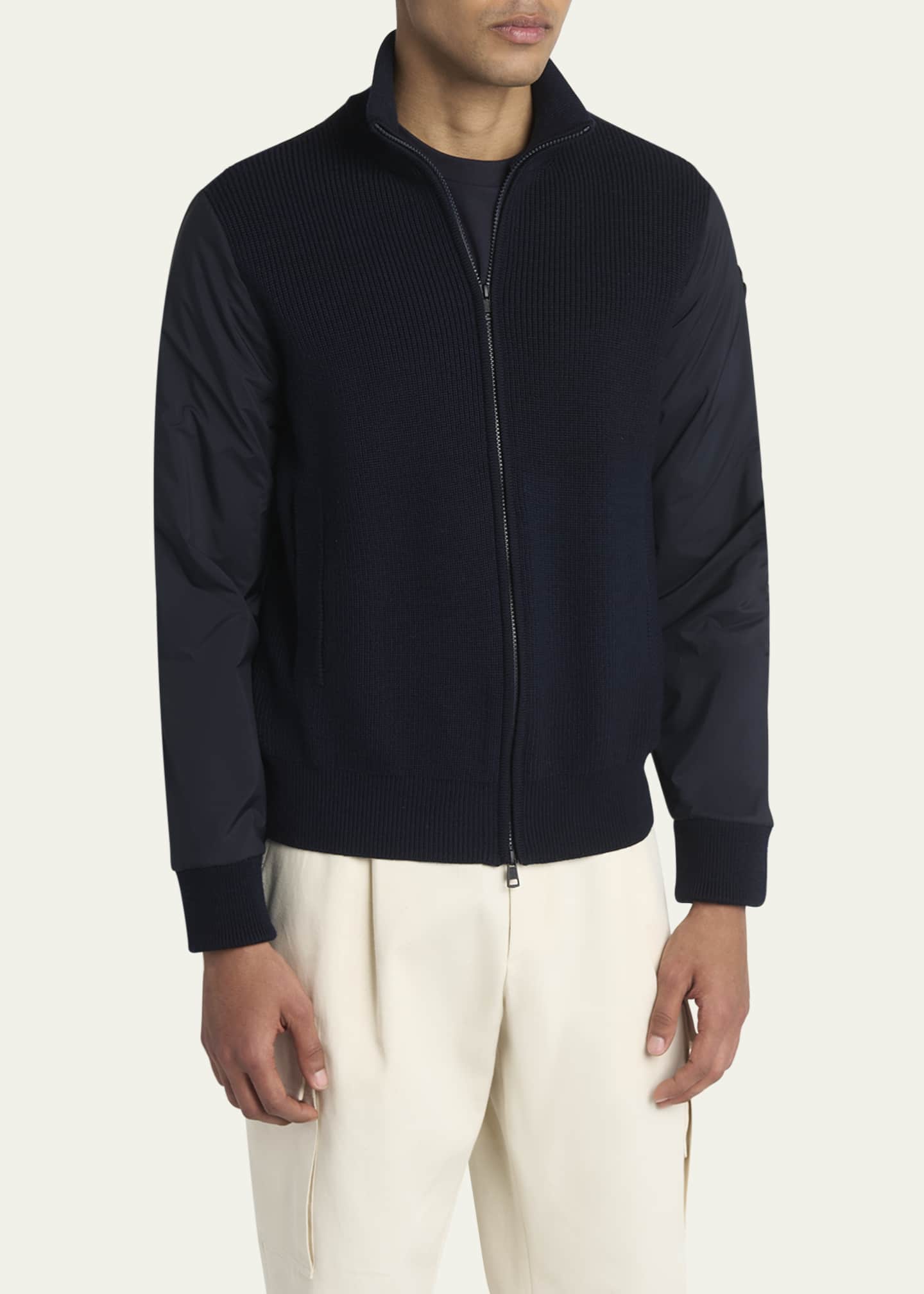 Moncler Men's Chinon Ribbed Full-Zip Jacket Image 4 of 5