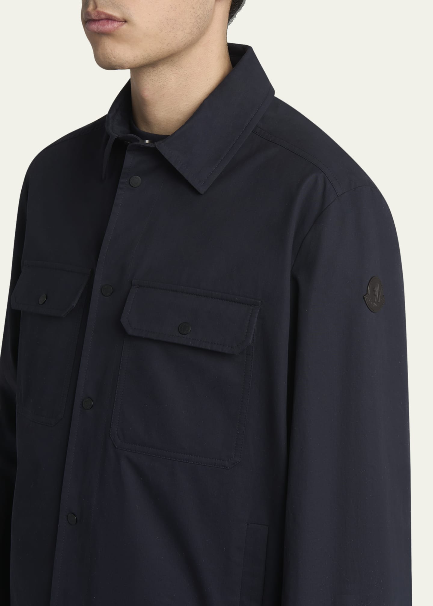Moncler Men's Gabardine Snap-Front Overshirt - Bergdorf Goodman