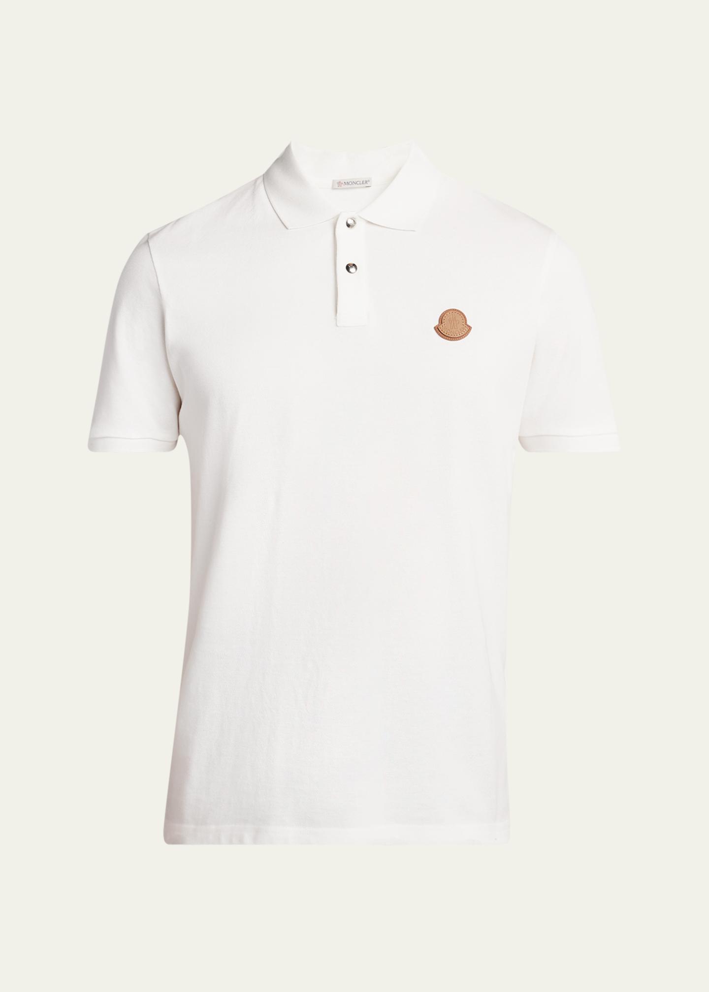 Moncler Men's Leather-Emblem Polo Shirt - Bergdorf Goodman