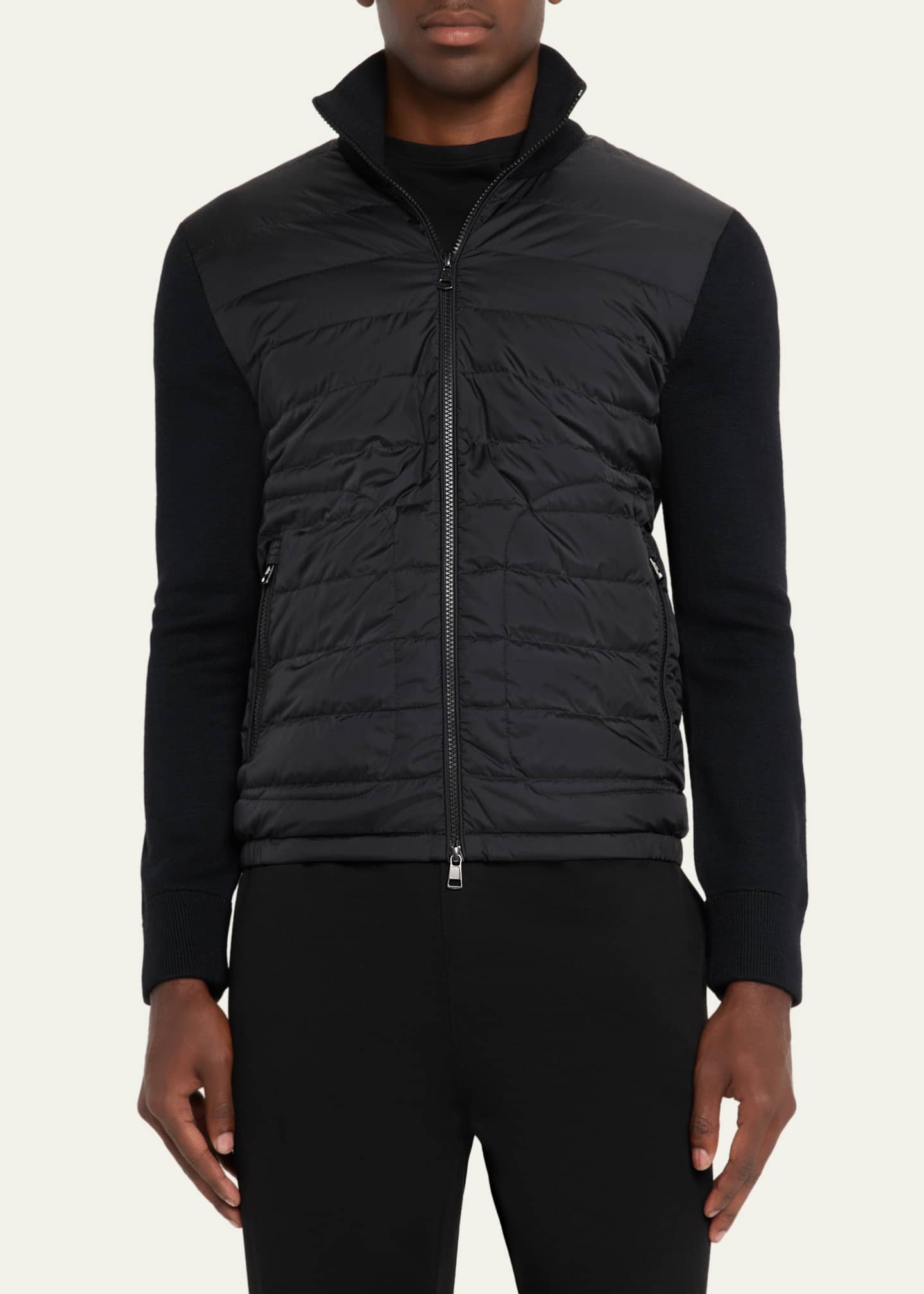 Moncler Men's Archivio Basic Puffer Wool Sleeve Cardigan