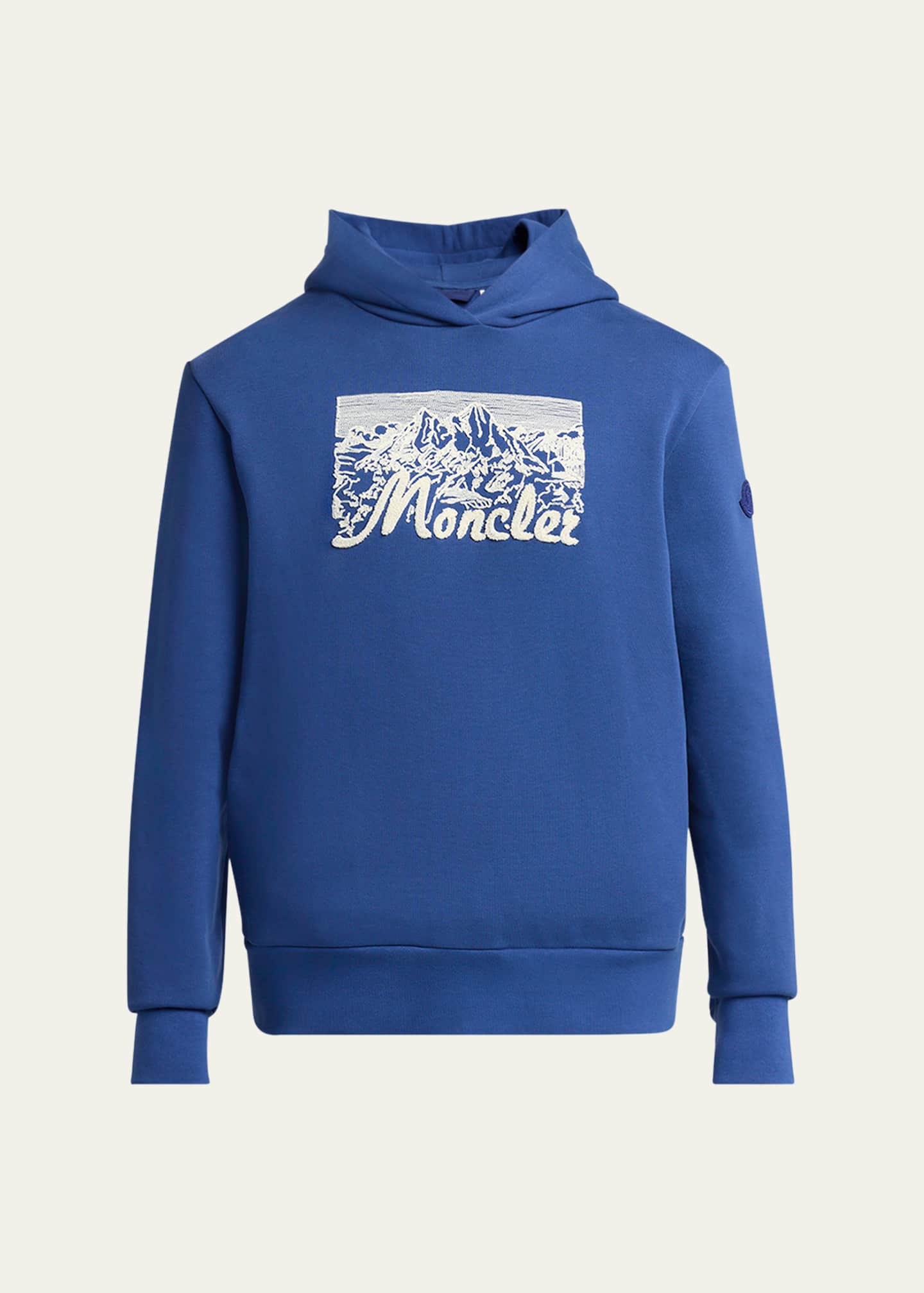 Moncler Men's Chenille Mountain Logo Hoodie - Bergdorf Goodman