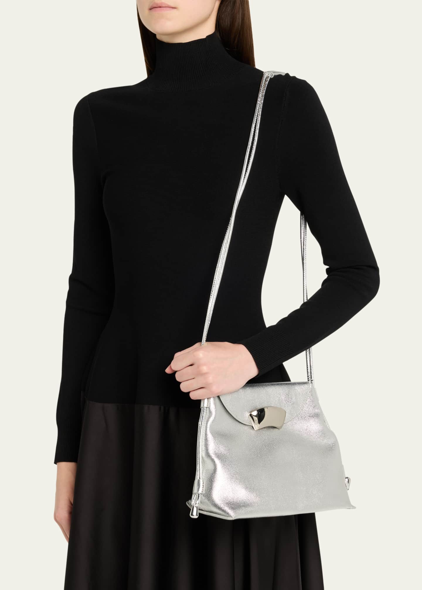 3.1 Phillip Lim ID Petite Soft Metallic Leather Shoulder Bag Image 2 of 6