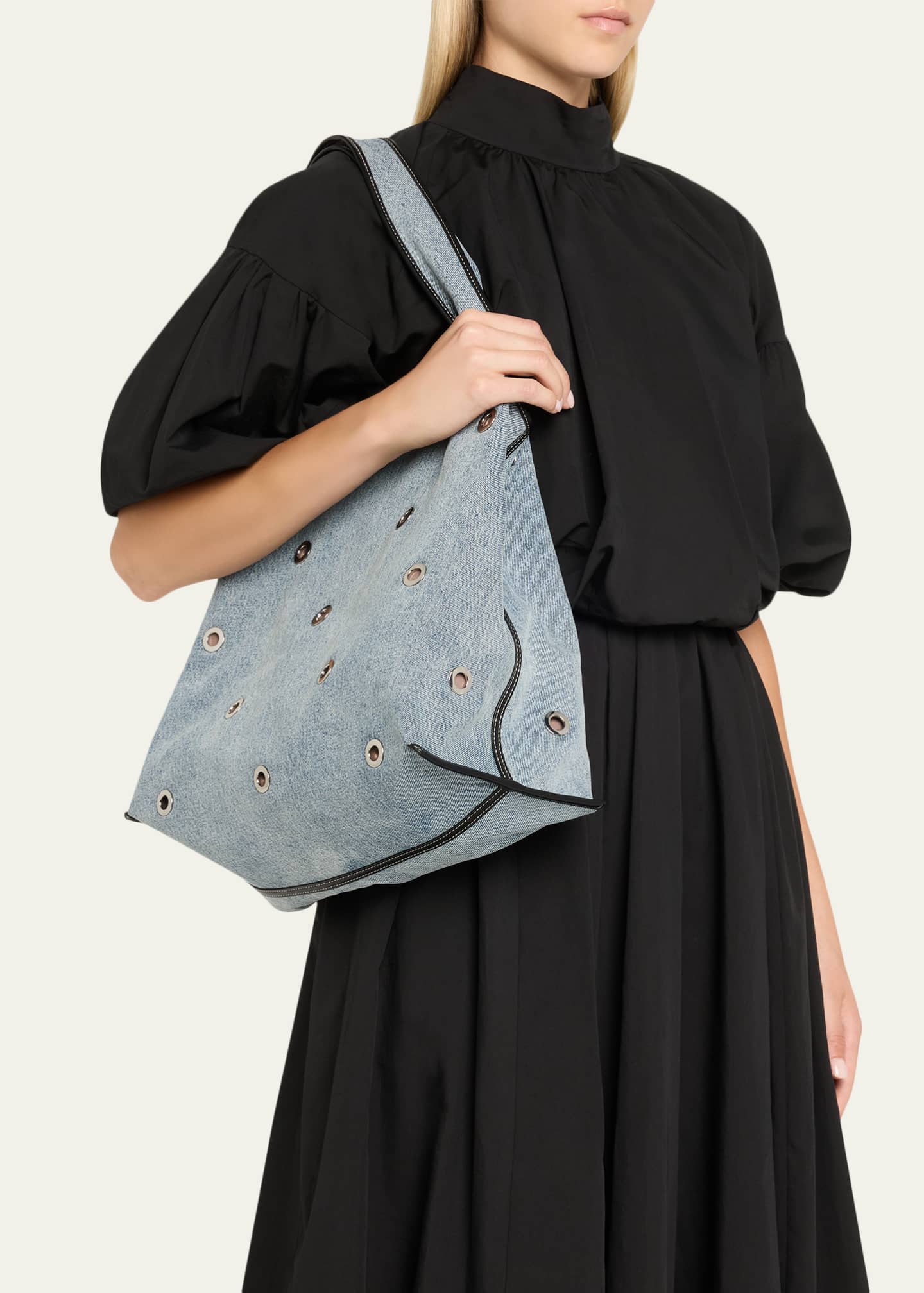 3.1 Phillip Lim Cotton Denim Market Tote Bag Image 2 of 6