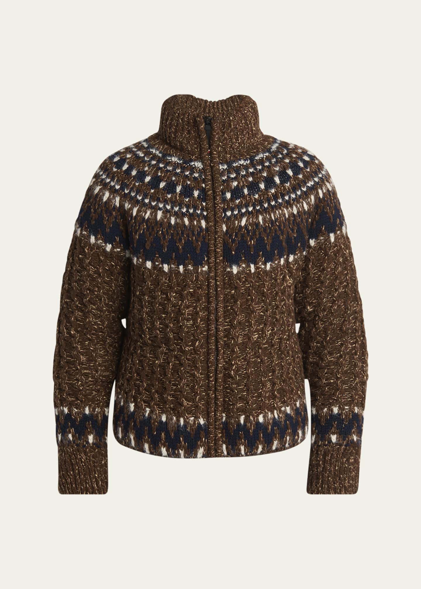 Moncler Grenoble Men's Multi Fair Isle Wool Padded Knit Puffer