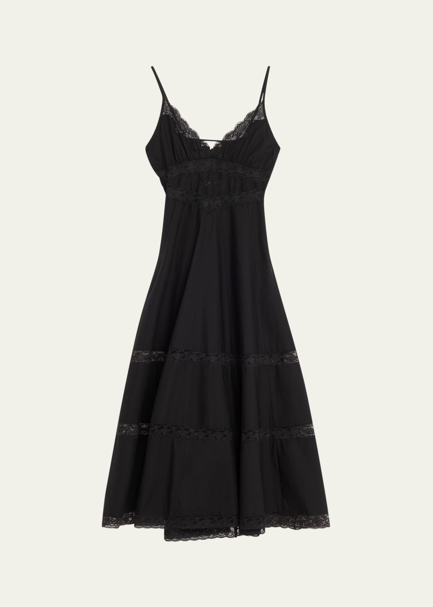 knee length dresses for ladies Black Lace Trim Midi Dress Large